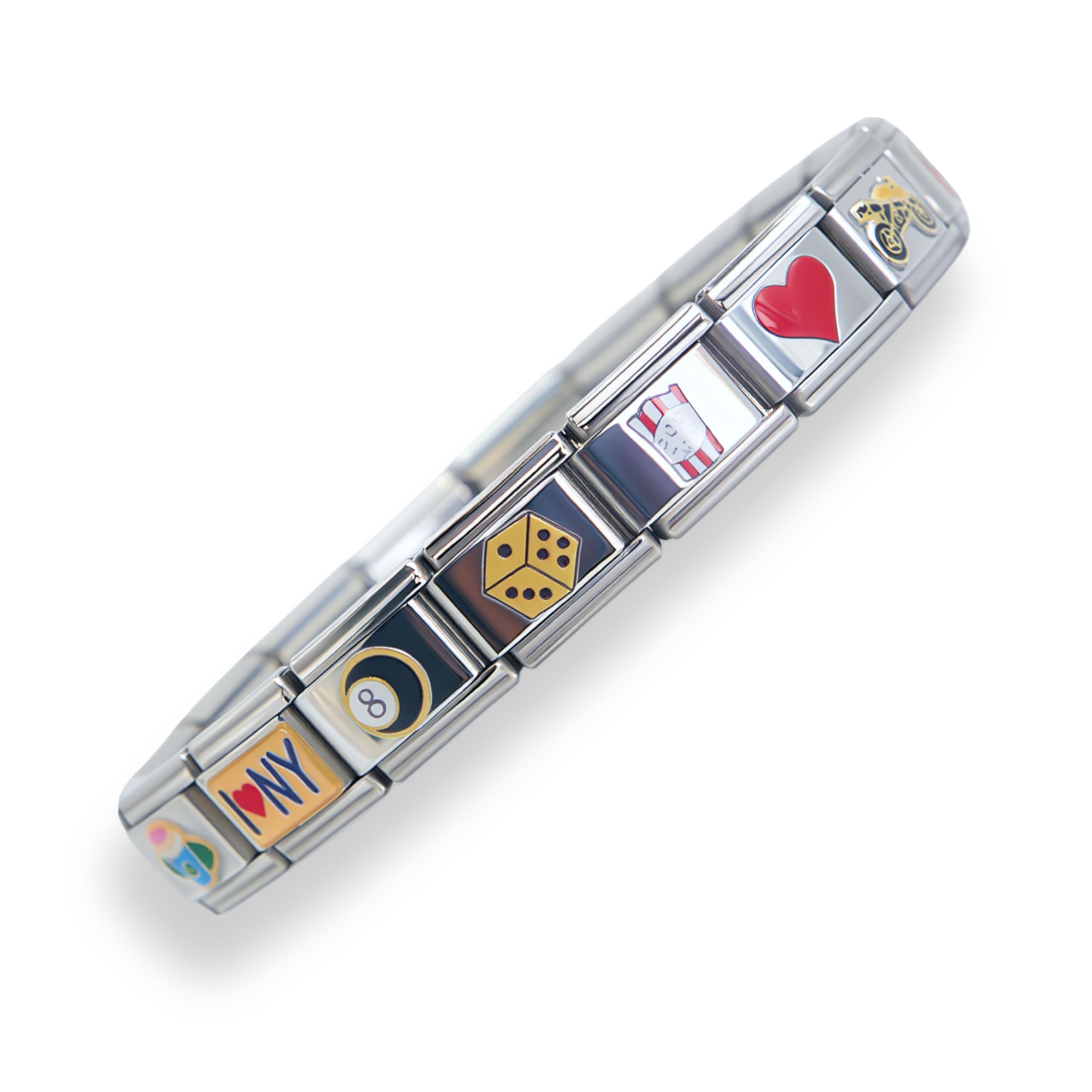 Complete Italian Charm Bracelets- FULL Set of 18 Charms! The Perfect Starter Bracelet- Trendy Customizable Stainless Steel Charms, Great gift for everyone