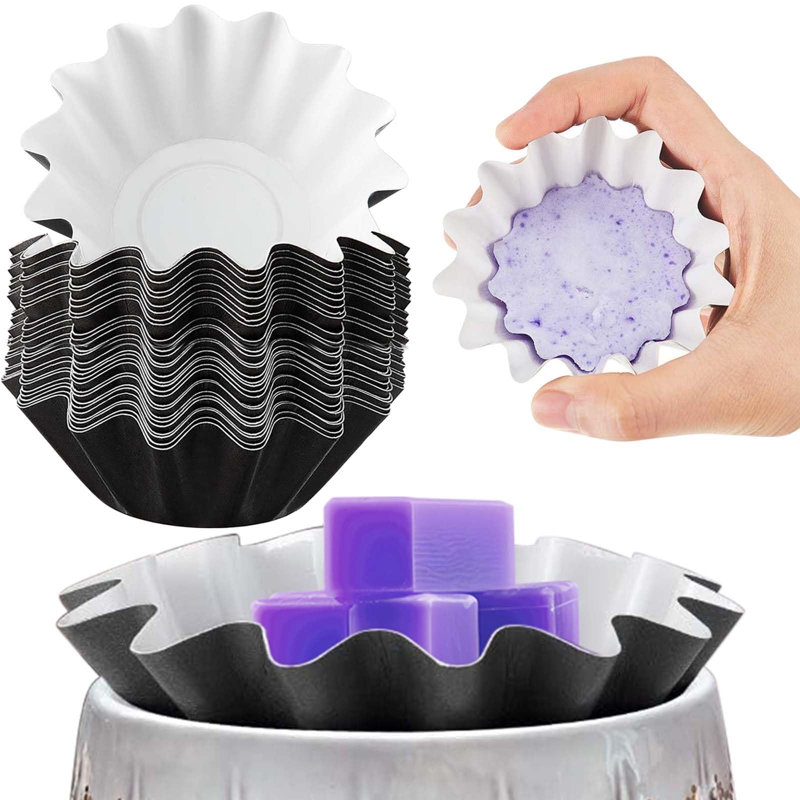 Boao Wax Melt Liners Reusable Leakproof for Any Wax Cubes Waxes Warmer Containers Cups for Scented Candle Plug in Warmers Electric Waxes Melters Burner(Black,25 Pieces)