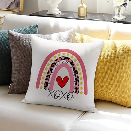 Miniatura 6 de Love Heart Throw Cushion Cover Case XOXO Rainbow Heart Decorative Pillow Cover Linen Square Zipped Pillow Case for Couch Bed Car Living Room