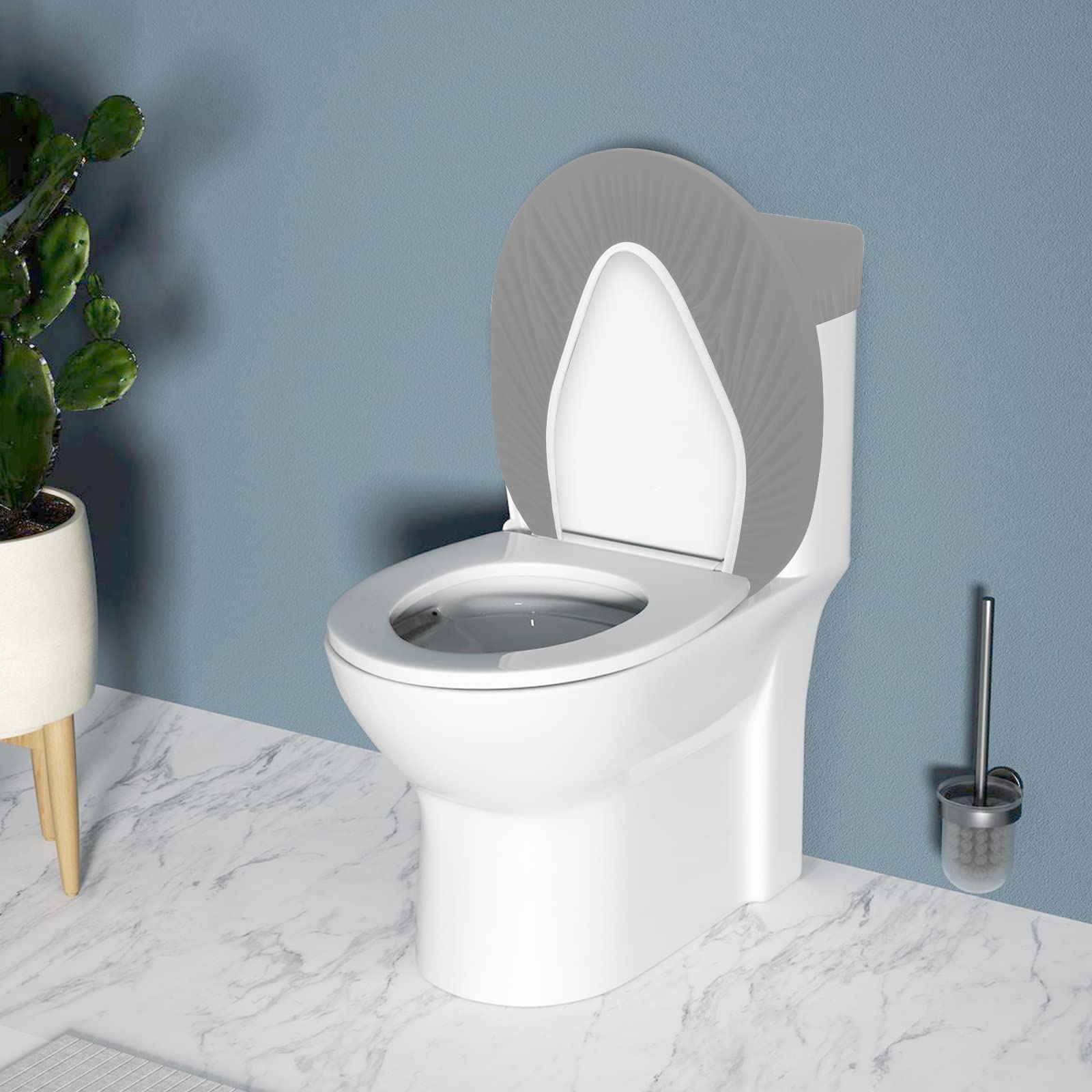 Copriwater e copriwater per WC, set di coprisedili per WC, in tessuto spandex elasticizzato, lavabile, adatto alla maggior parte dei serbatoi e dei coperchi per WC, grigio