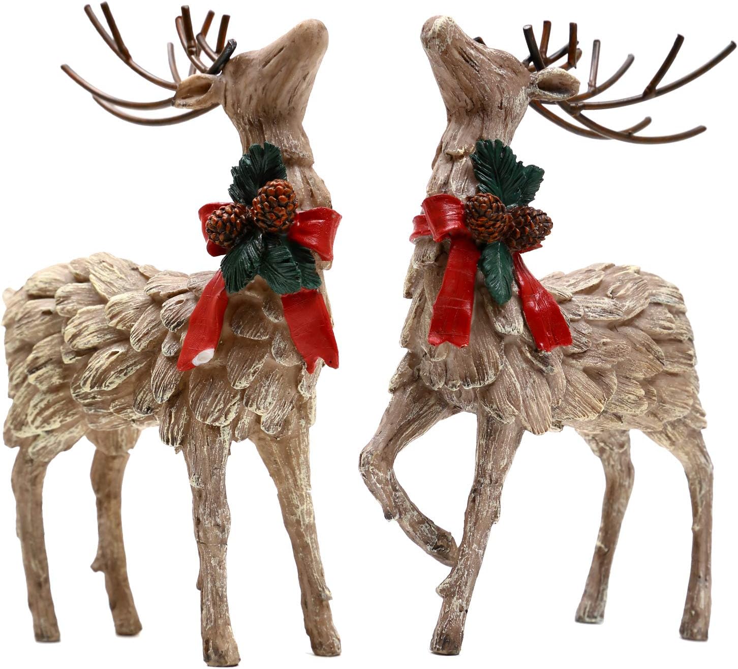 Topadorn Resin Holiday Deer Tabletop Holiday Figurine Christmas Decorative,2 Pack