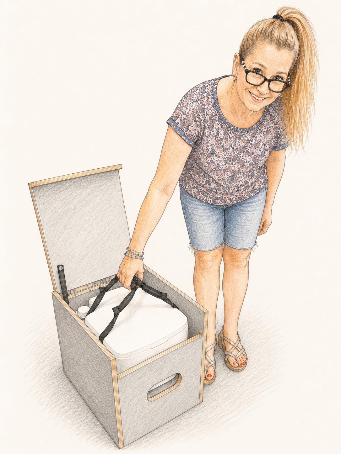 Gurt für Toilettenhocker Porta Potti und Bi - Pott zum leichten Herrausheben