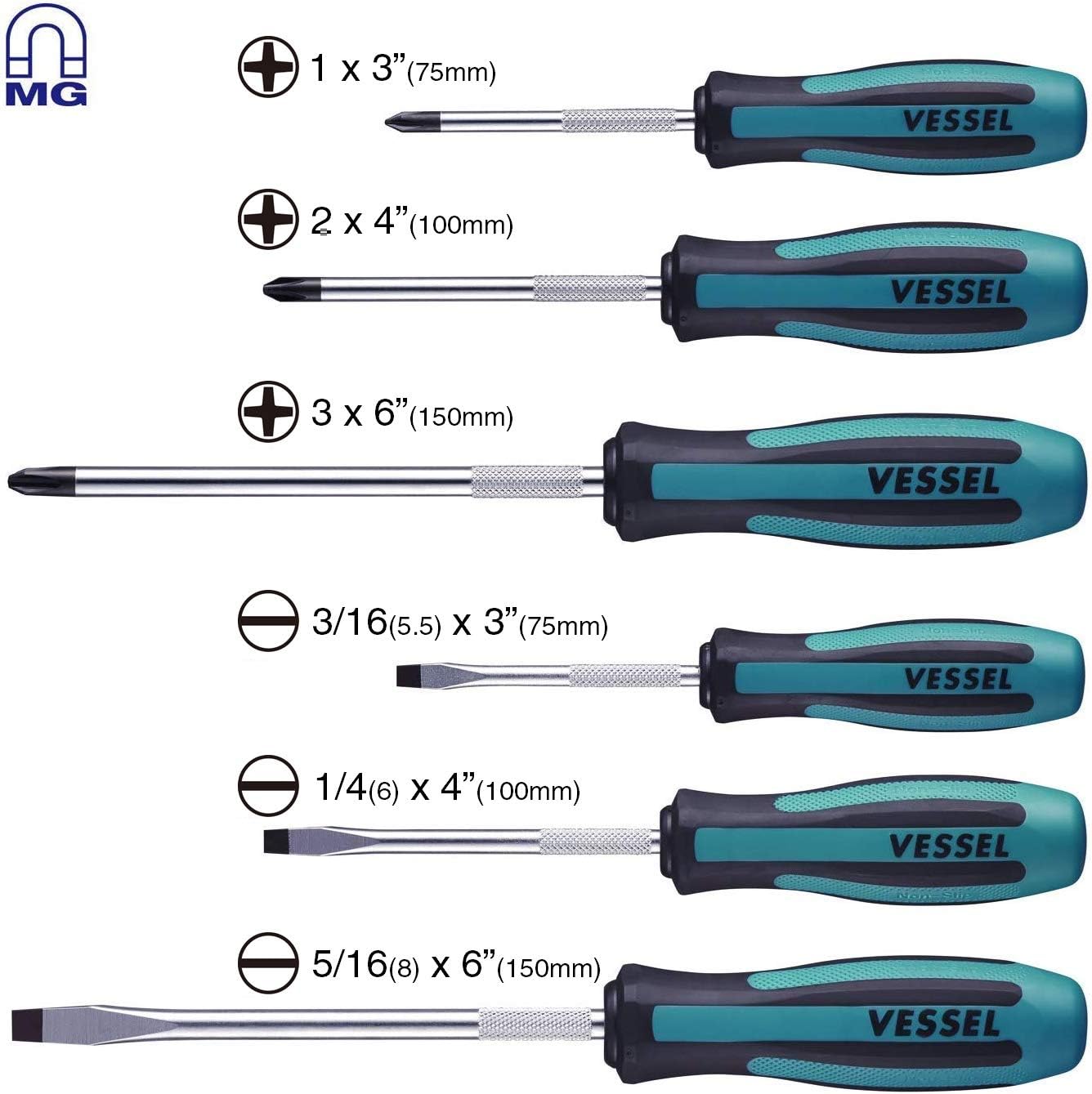 Tор Rаtеd VESSEL MEGADORA Screwdriver Set 6pcs. 9006PB (Paper Box)