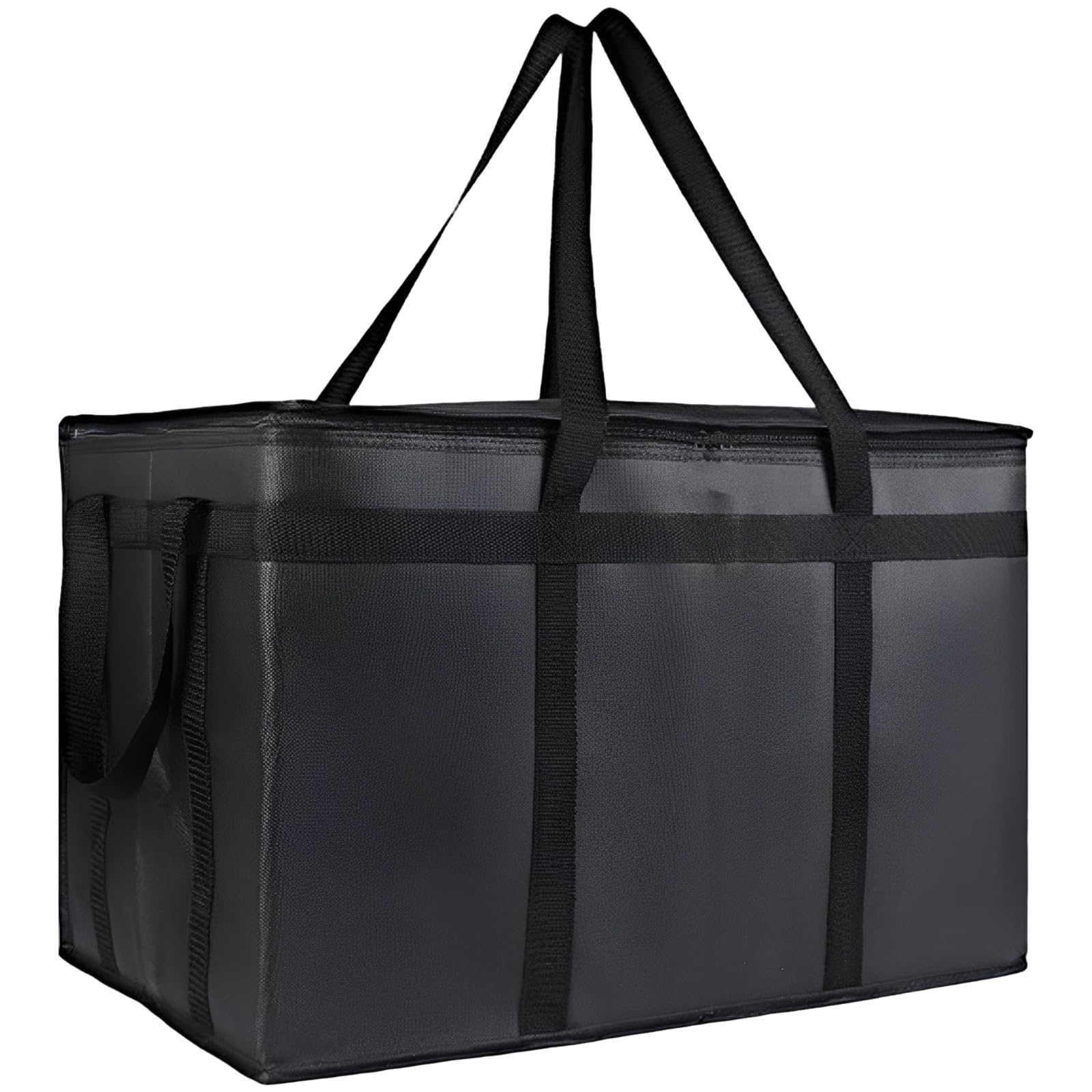 Isolierte Lebensmittel-Liefertasche, 22,8 x 13,8 x 15 in, Thermotasche für heiße und kalte Speisen, wiederverwendbare Kühltragetasche für Lieferung, Catering, Picknick, Schwarz