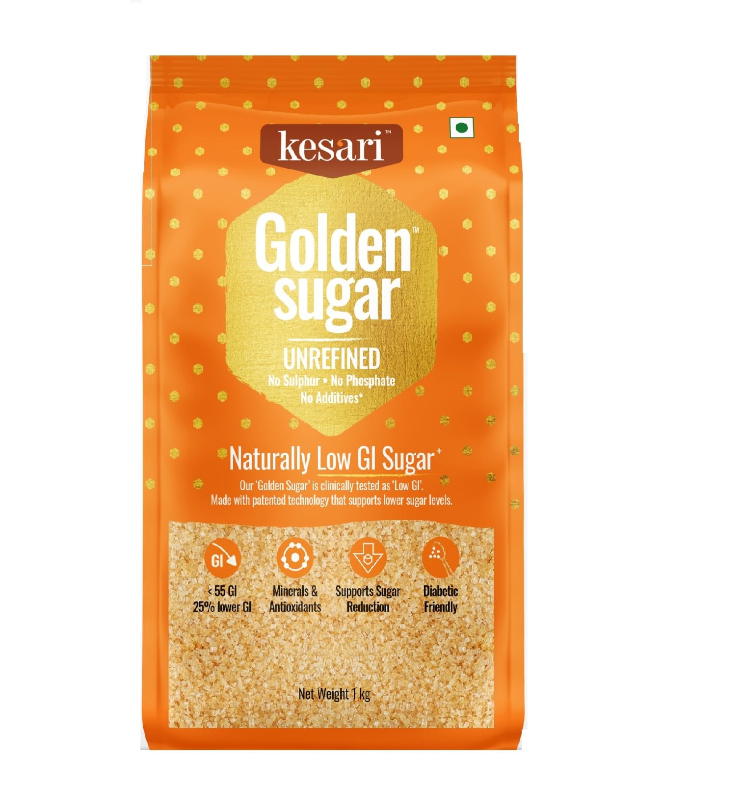 Kesari Golden Sugar Naturally Low GI Sugar | No Chemicals | Rich in minerals and antioxidants | Healthy sugar alternate for Brown sugar, White sugar (1 Kg, pack) (B0CBBRTQBB) Amazon Price History, Amazon Price Tracker