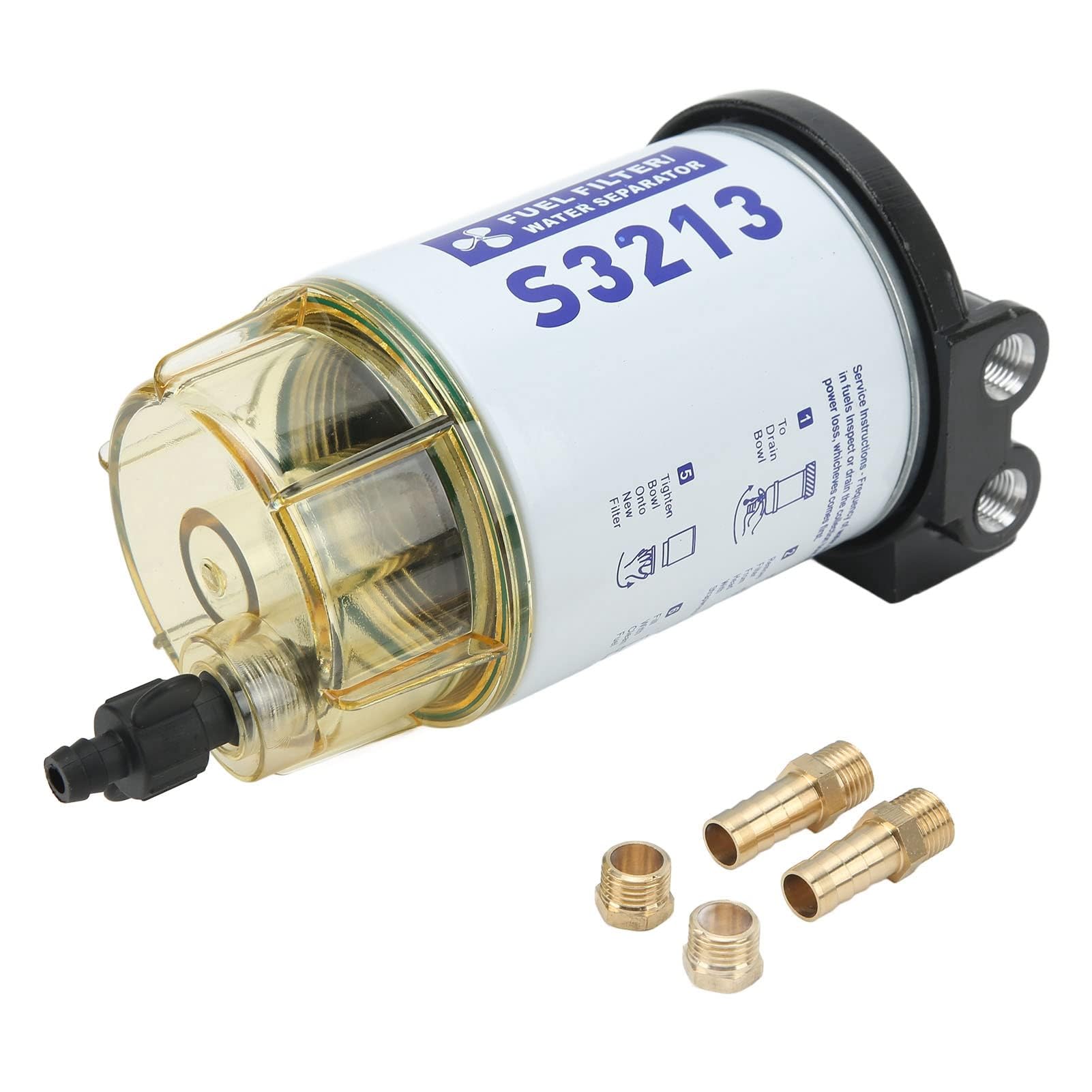 HERCHR Separatore d'Acqua Marina, Sostituzione del Separatore d'Acqua del Filtro del Carburante per Yacht S3213 per La Rimozione delle Impurità per Motore Fuoribordo Marino