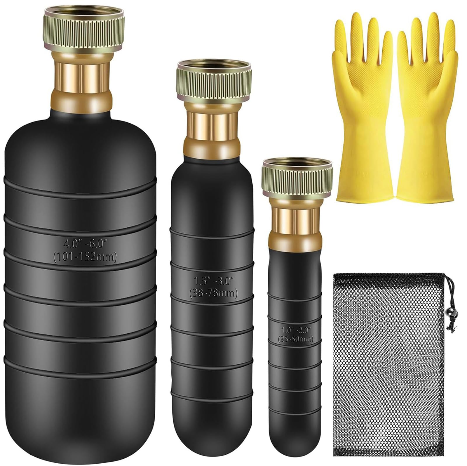 Herramienta de vejiga de drenaje de varios tamaños, tubo de goma resistente para fontanería de 1 a 6 pulgadas, diseño de liberación rápida, kit de limpieza de tuberías no tóxico