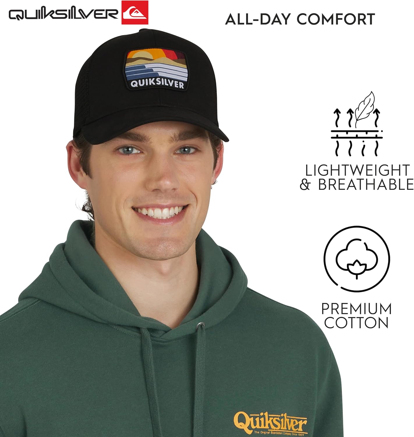 Quiksilver Men's Premium Cotton Adjustable Snap Back Logo Baseball Cap - Image 3