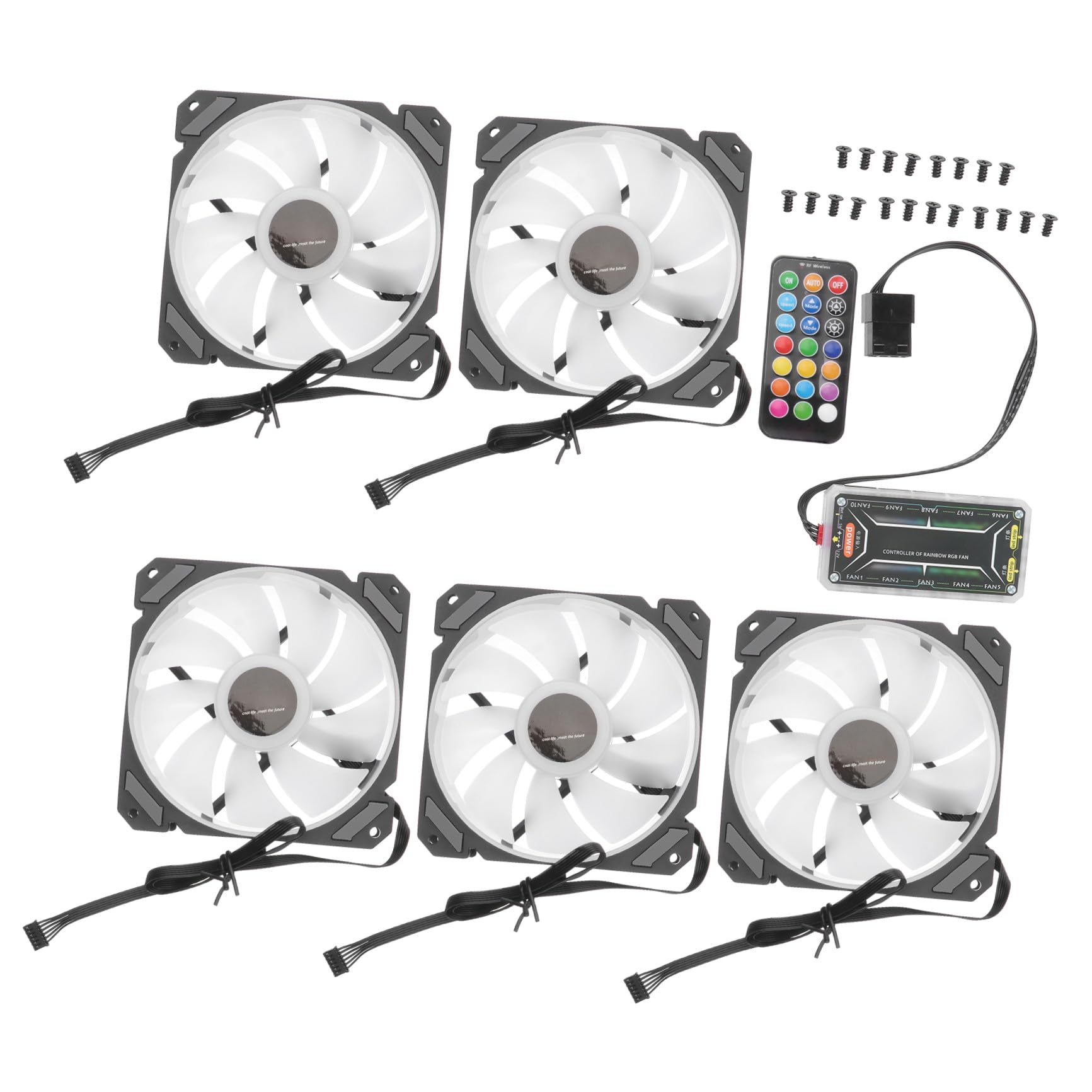 OUNONA Ventilador de Refrigeración LED Rgb de 12cm para Ordenador con Controlador Estándar, y Silencioso, Adecuado para Gaming en Fiesta Verano