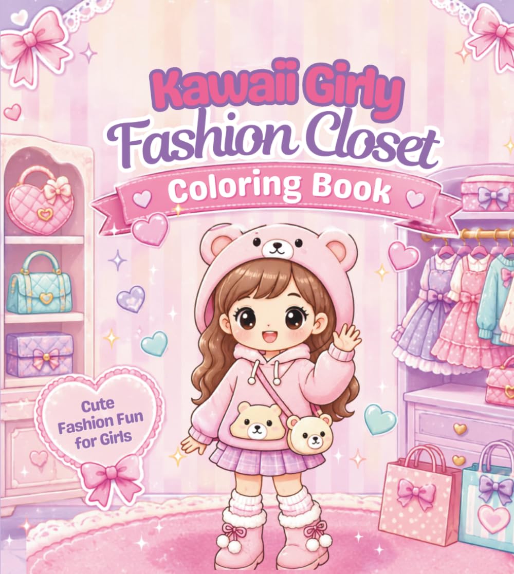 Kawaii Girly Fashion Closet Coloring Book: Cute Outfits, Sweet Accessories, Boutique Looks, Teddy Bear Style & Adorable Fashion Pages for Girls Ages 6–12