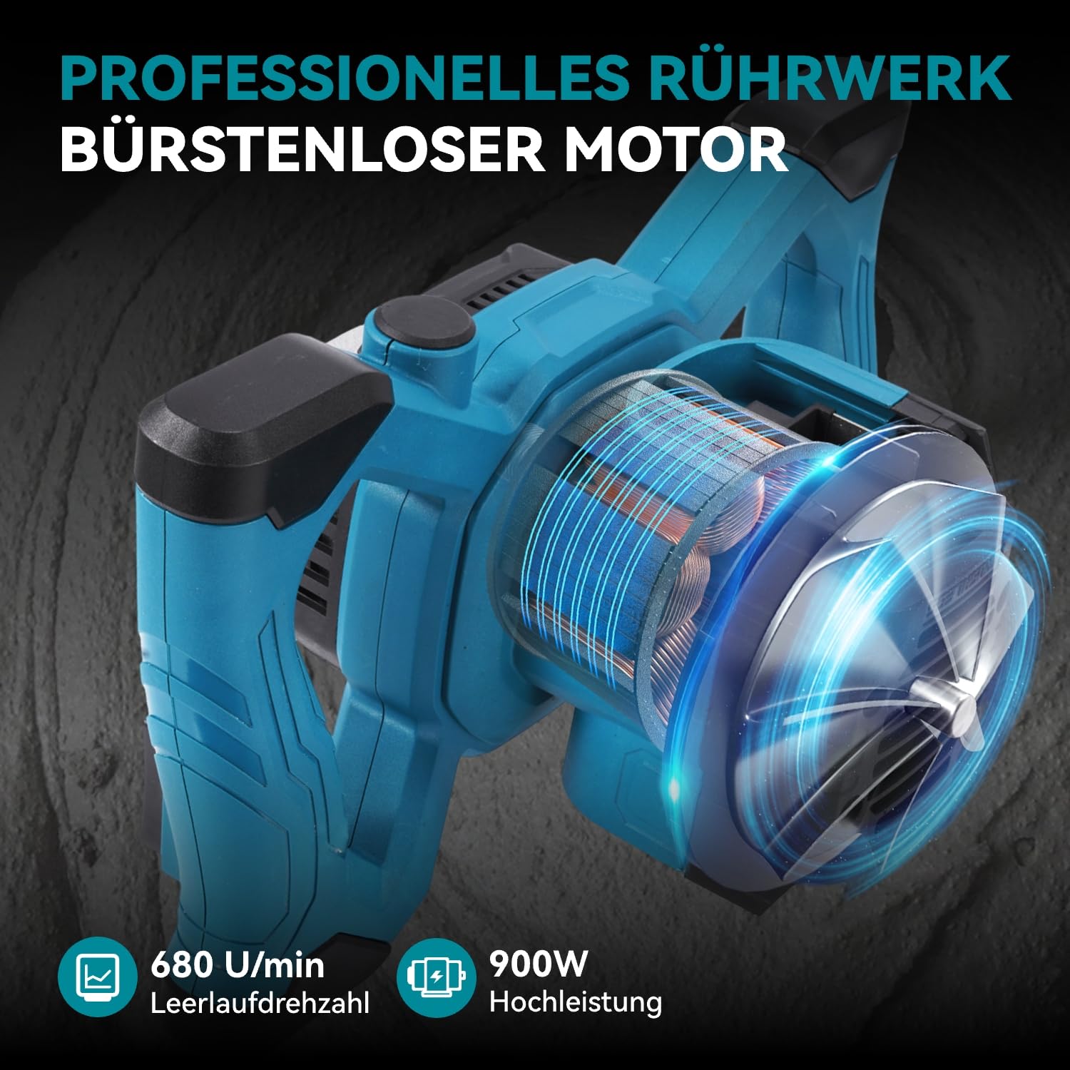 Yofidra Akku-Farbmörtelrührer – 900W Brushless, Produktbild-Vorschau 8