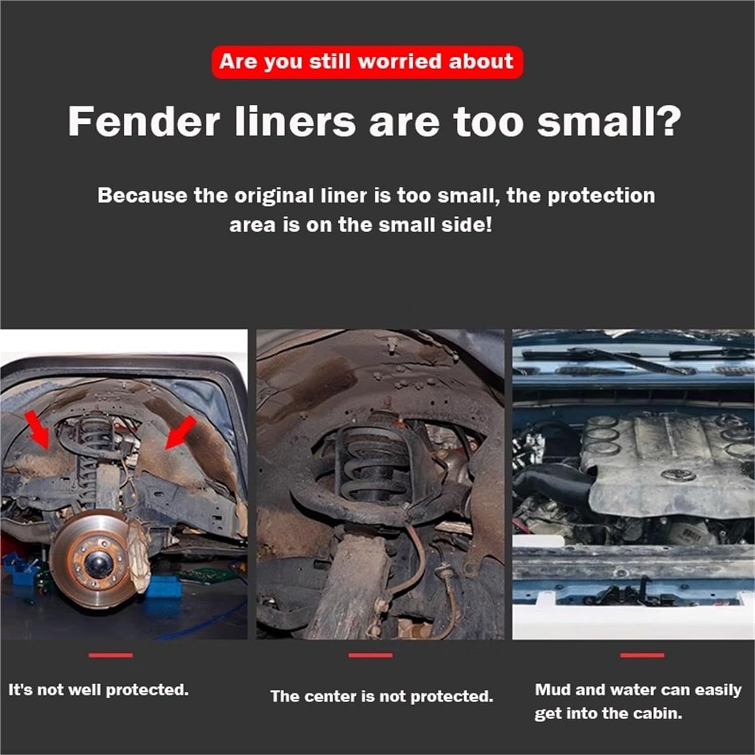 Splash Guard Fender Liner Protector Compatible with Toyota Land Cruiser Prado VZJ95 LC90 3400 Front Wheel 2 Pieces 96-02(LC95)