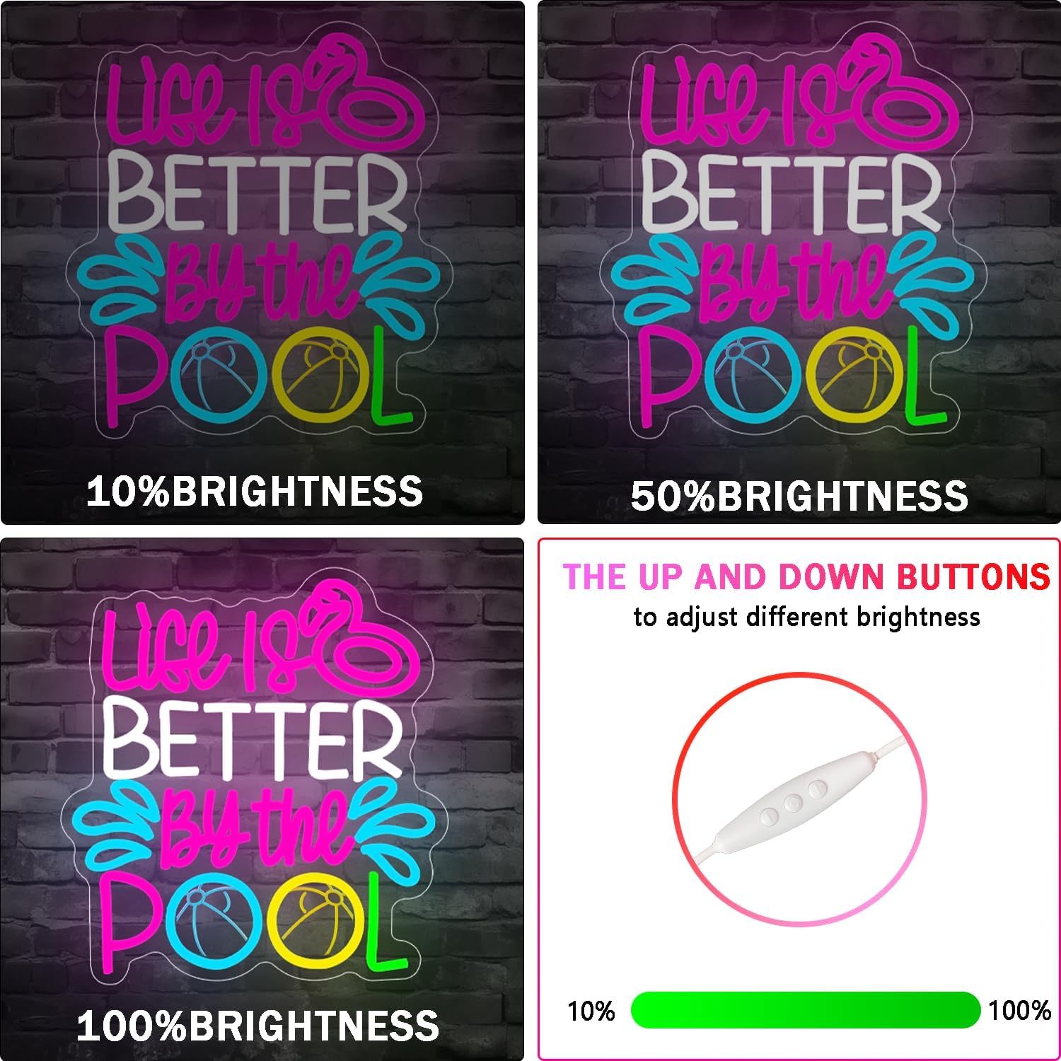 Life Is Better By The Pool Neon Sign,Pool Neon Sign for Wall Decor,Pool Party Led Sign LED Swimming Light for Wall Bedroom Bathroom Decor Home Living Room