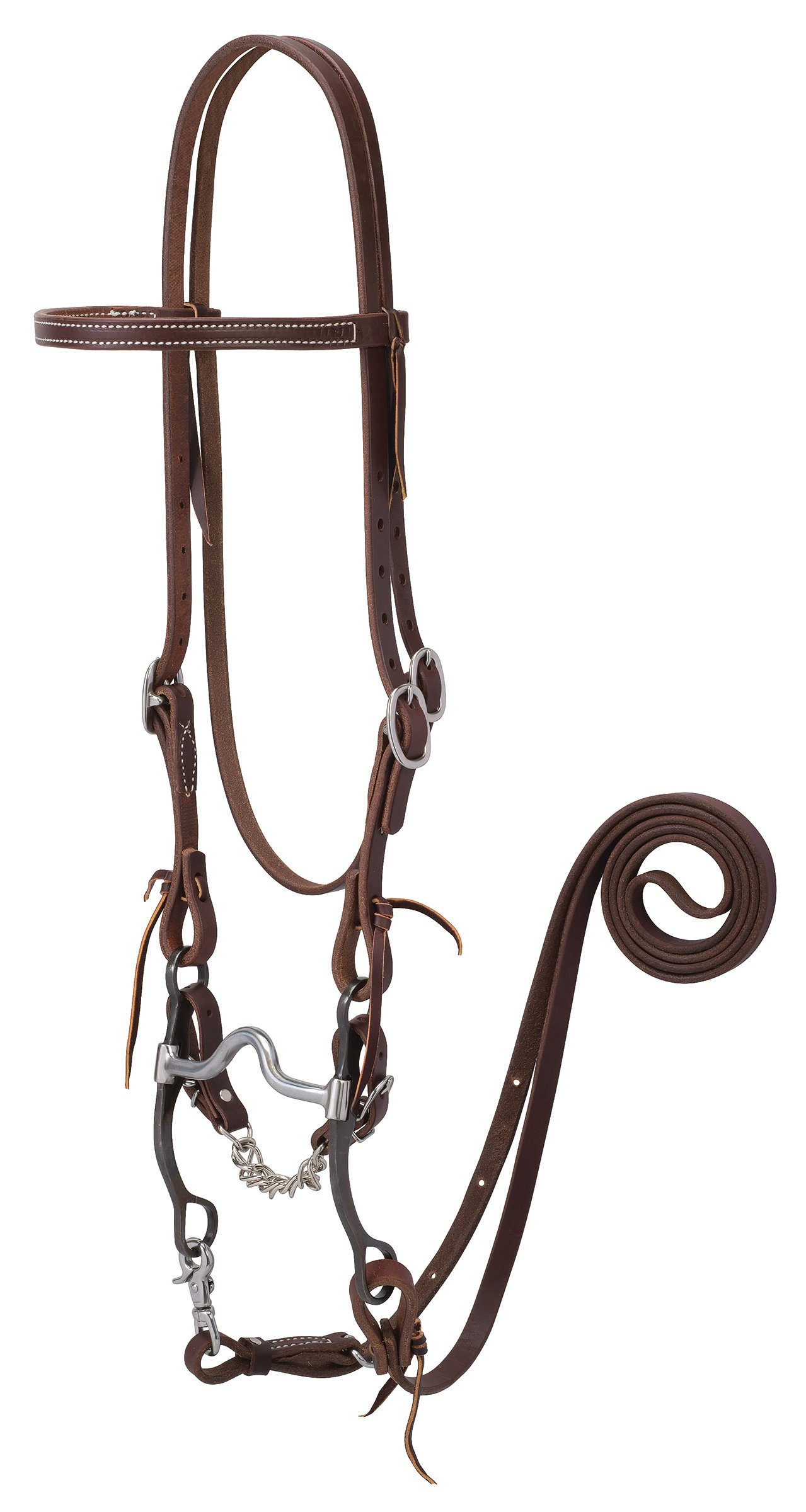 Bride Weaver Cuir 20-0364 avec mors medium port équipement équitation châtain doré