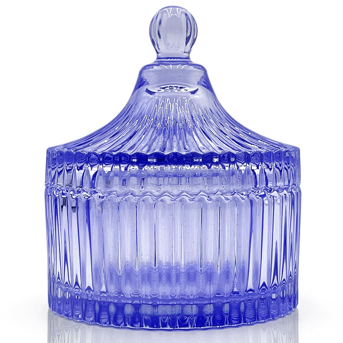 YILUSHENGHUA Colorful Glass Jar With Lid,Trinket Dish,Candy Cookie Jars,Candle Holder,Decorative Jar(Blue)