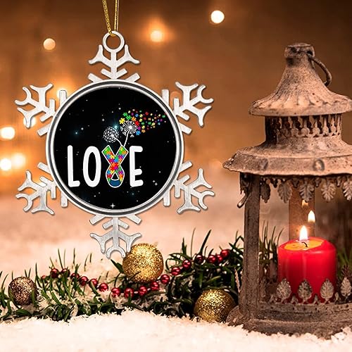 Miniatura 3 de Rompecabezas de amor para autismo, decoración de árbol de corazón, decoraciones de concienciación sobre el autismo, regalos de recuerdo de Navidad,