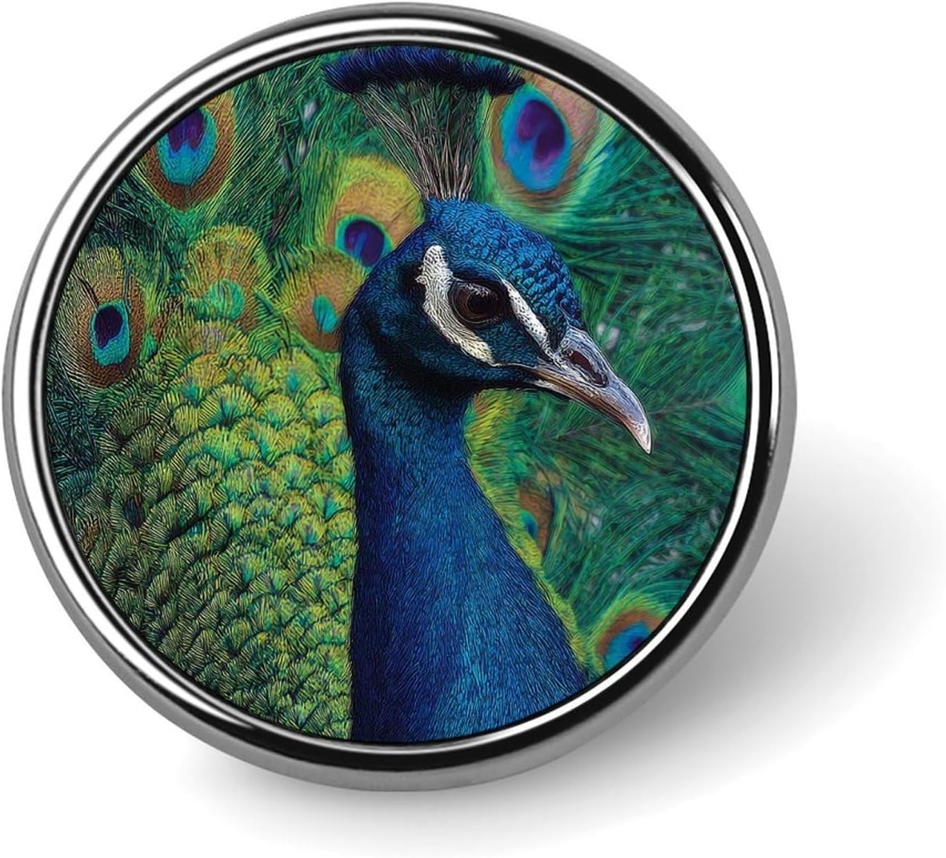 1 Inch Round Badge Metal Button Maker Supplies Beautiful Peacock Badge with Pin Funny Gifts for Couples, Friends, Clothing Accessories