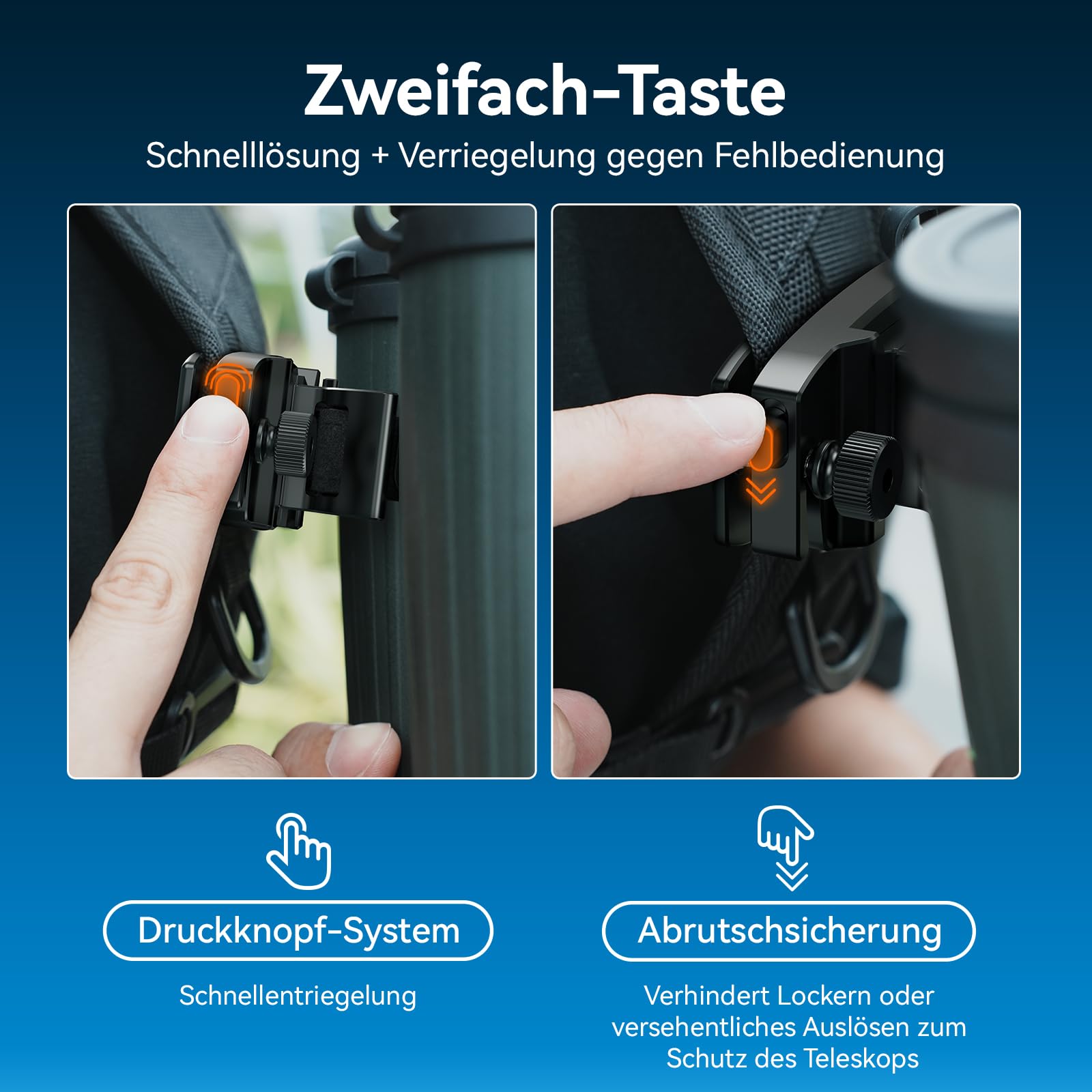 APEXEL Universal Fernglas Rucksack Adapter – 38mm Schnellwechselplatte & 1/4" Gewindeanschluss,Teleskop-Halterung Adapter,Monocular Telescope-Rucksack Clip,Geeignet für Rucksackgurte/Gürtel
