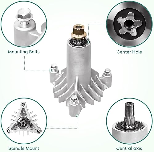 Miniatura 2 de Kit de reconstrucción de cubierta de 42 pulgadas para Husqvarna Craftsman LT1000 LT2000 con 2 husillos 130794 532130794, 2 cuchillas 134149, polea