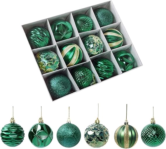 12pcs 60mm Christmas Baubles Green Christmas Balls Decoration Christmas