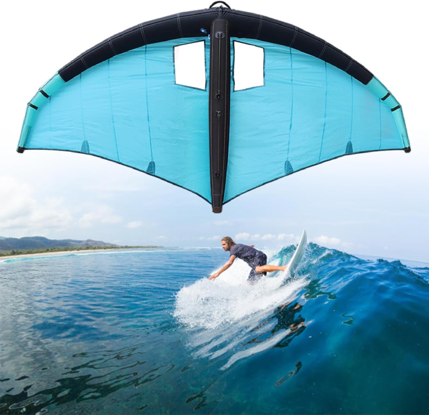 Inflatable Surfing Wing Windsurfing Sail, Lightweight Stable Inflatable Kite Hydrofoil with Storage Bag Kiteboard, for Outdoor Surfing Kiteboard