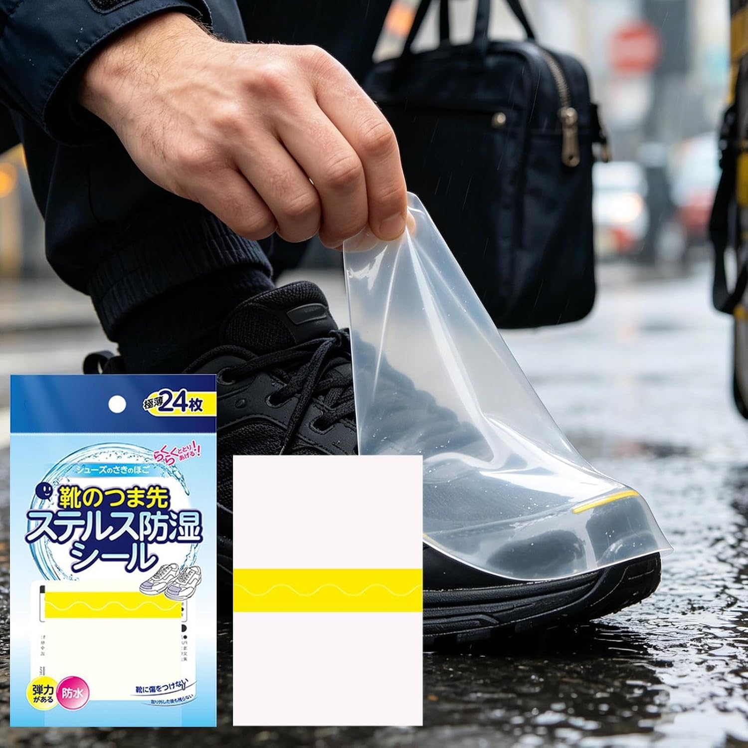 Shoe Head Rain Protector, 24-Piece Waterproof Film, Sneaker Toecap Stickers | 24-Piece Waterproof Film, 12x7cm, Shoe Toecap Protector, Rainproof Stickers, for Hiking Camping Commute Garden