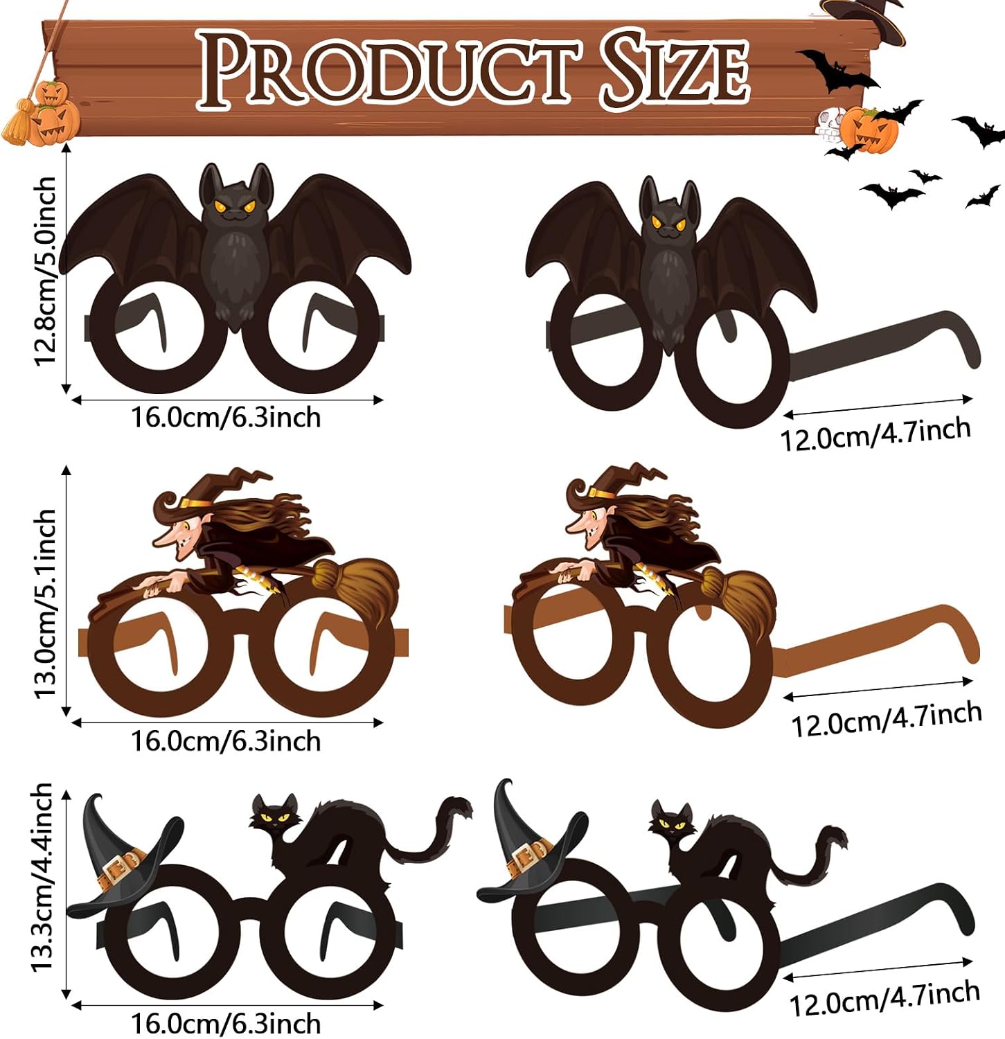 32 Pcs Halloween Wizard Party Decorations Wizard Paper Eyeglasses image 2