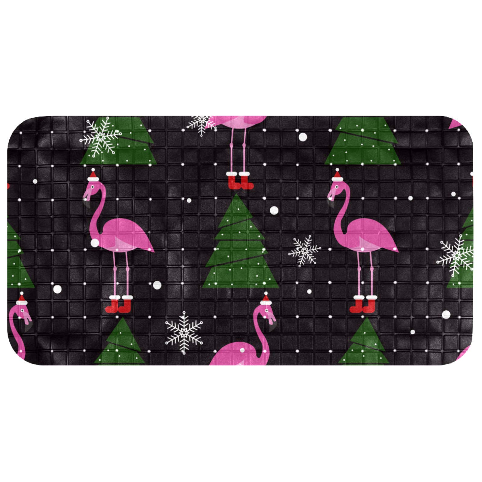 Alfombrilla de ducha para bebé antideslizante con diseño de flamenco navideño de 68x37 cm