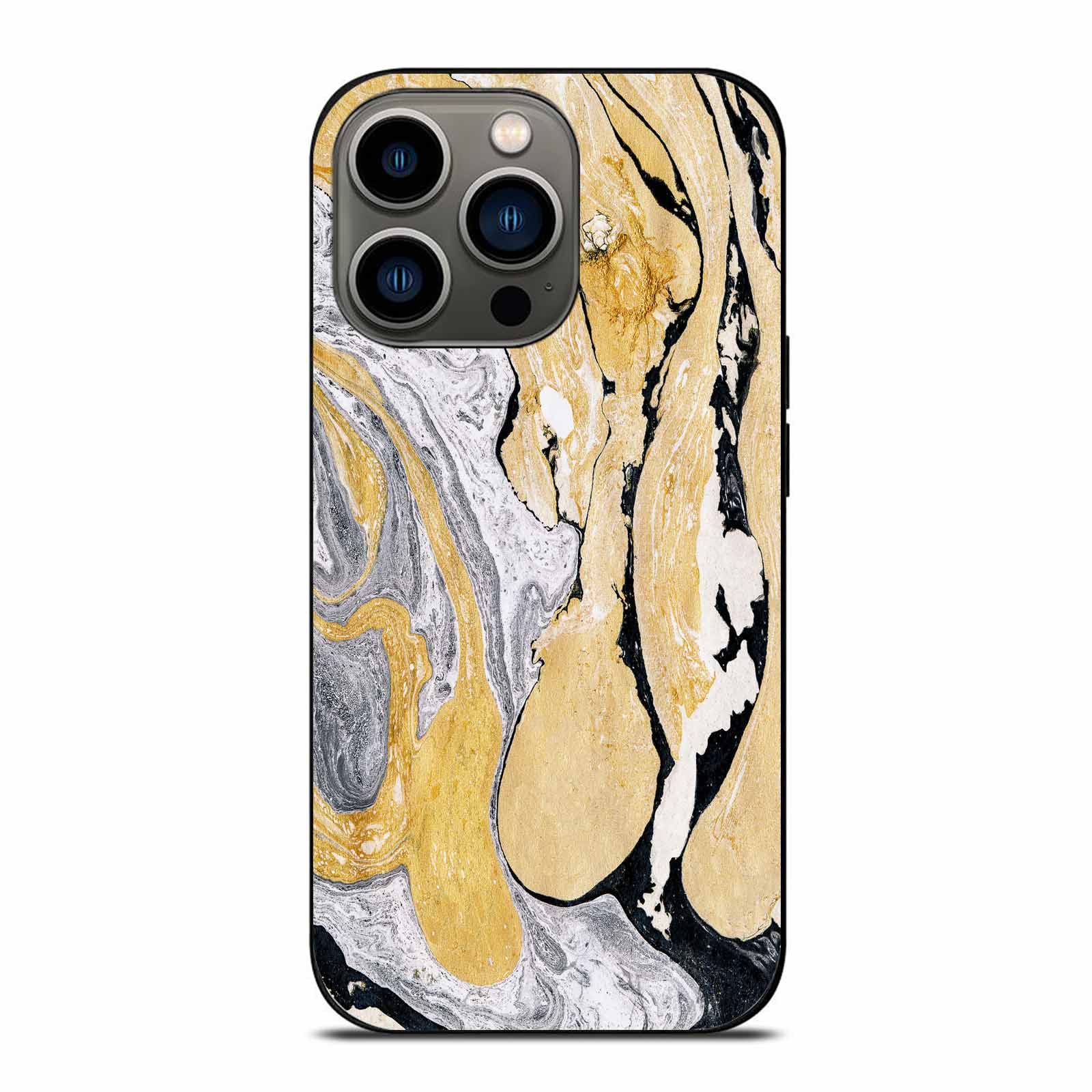 IBILIU Marble Ink Cover Case Compatible with iPhone Black Gold Silver Marble Ink Abstract Painting Phone Case Compatible with iPhone 13 Pro 6.1 Inch Protective Case