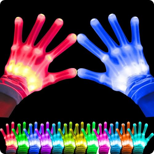 Guantes LED de 12 colores iluminados para espectáculos de disfraces de Navidad, fiesta de disfraces, guantes intermitentes con luces LED, regalos