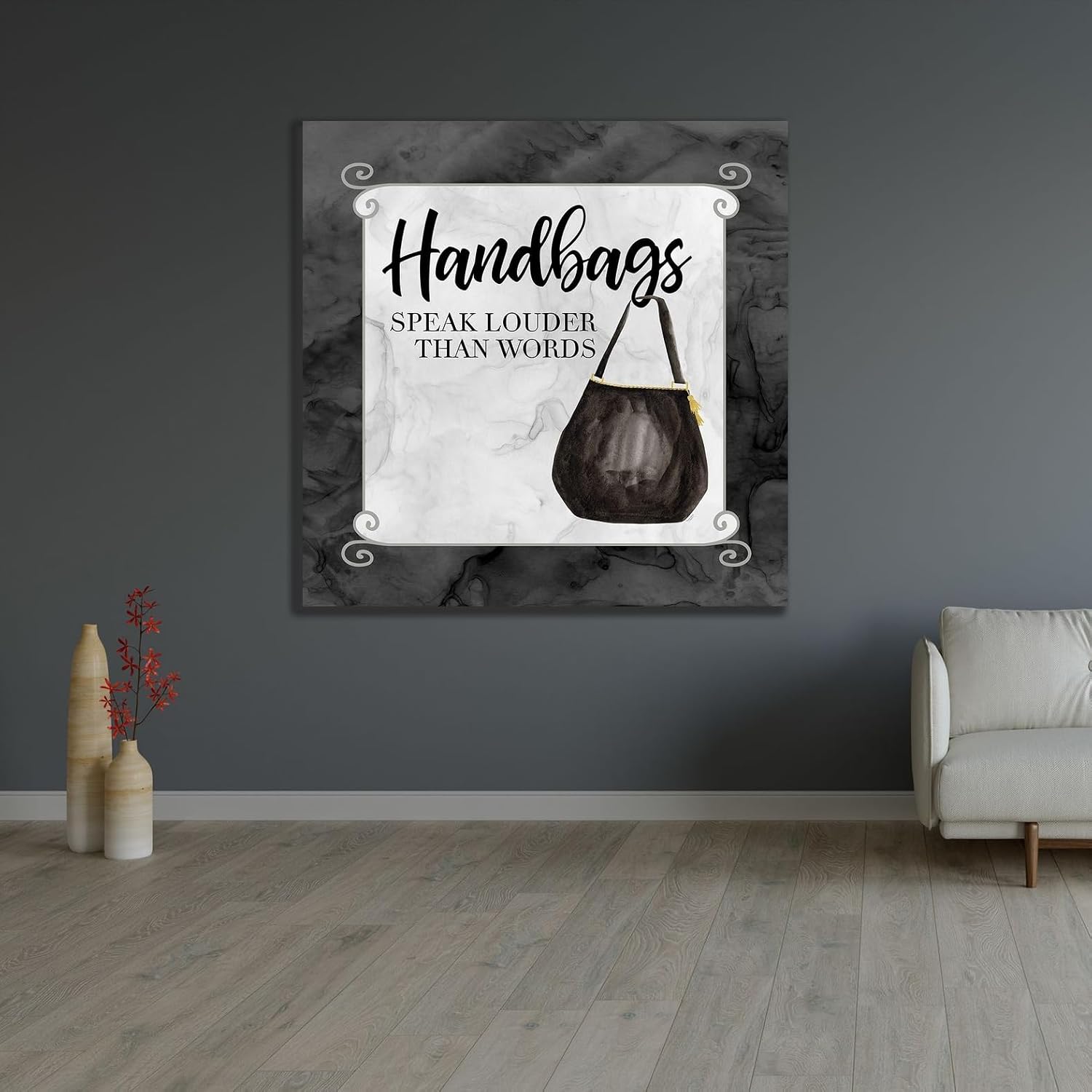 ArtDirect Fashion Humor XIII-Handbags Speak Unframed Art Print Giclee Poster by Reed, Tara - Ready for Framing with Customization Sizes 8x8, 11x11, 16x16, 24x24, 36x36, and 48x48 Inches