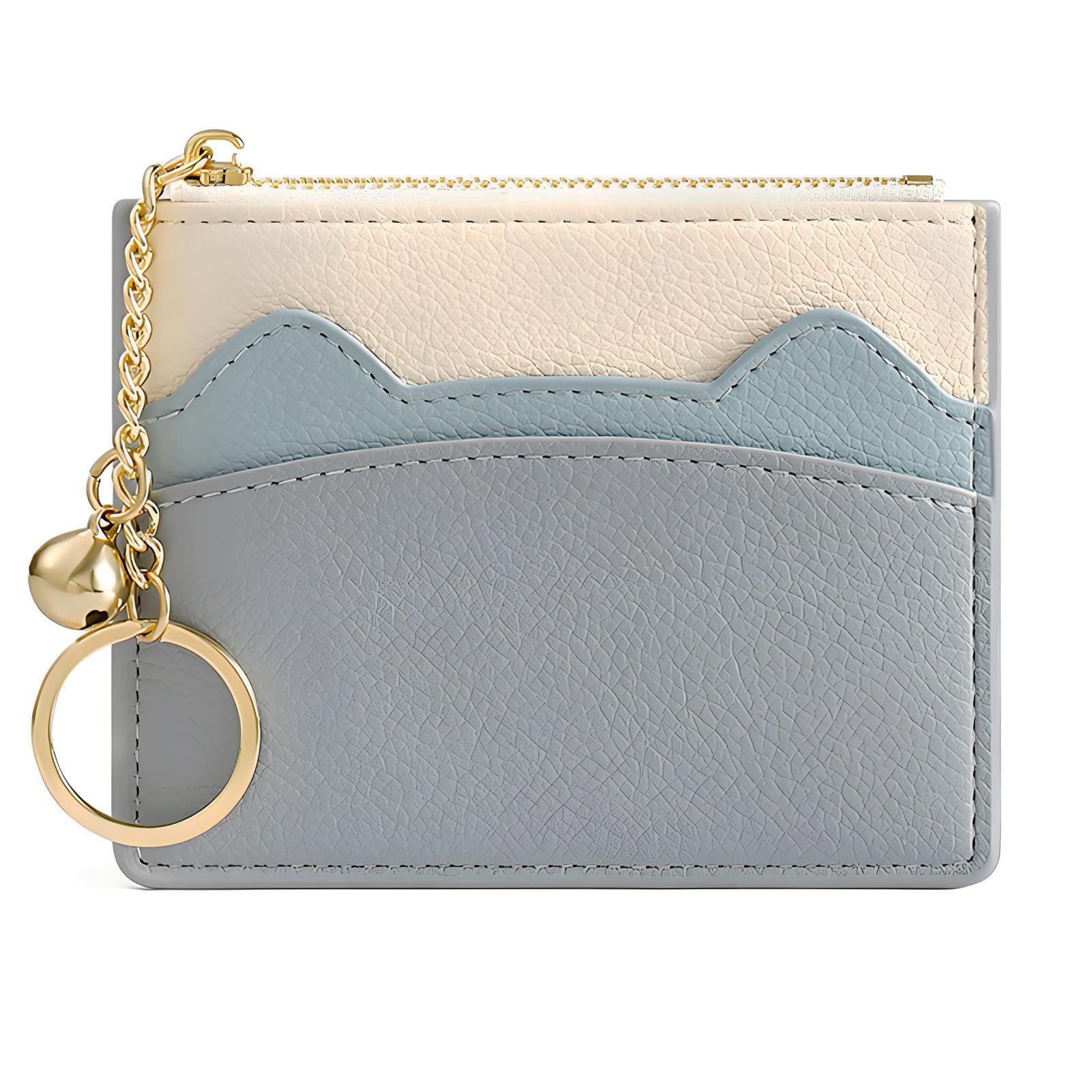 Damen 5 Karten Schmal Minimalistischer Kartenhalter Hüllen Kartenetui Portemonnaie Schlüsselanhänger Front Tasche Geldbörse Mini Kreditkarten Etuis (Blau)
