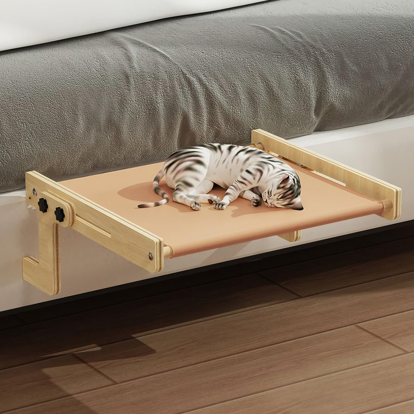 Katzen Hängematte Für Ruheplatz Aus Holz Ohne Bohren Für Kätzchen | bank Sitzplatz Für Kätzchen Für Tierhalter Tierfreunde Wohnung Büro Schlafzimmer Balkon Ruhezone Schubladen