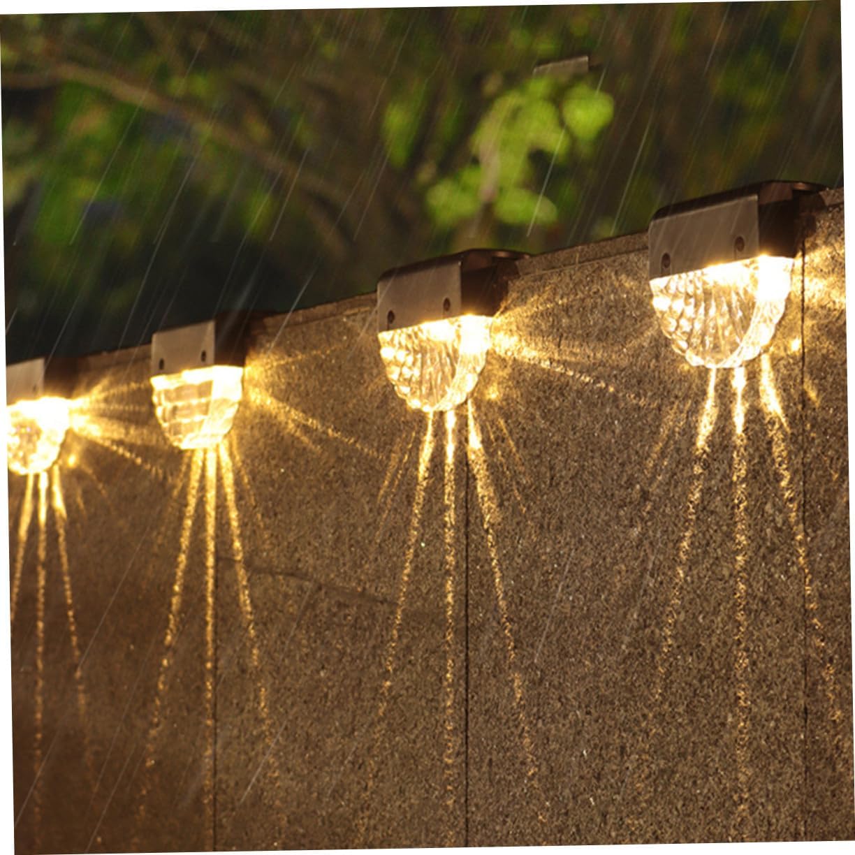 Gatuida 4 Pcs Solar Outdoor Step Lights LED Fence Lamps for Garden Deck Patio Energy Saving Decorative Landscape Lighting with Warm and Color Switching Functions