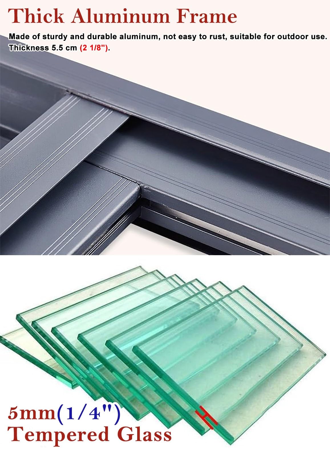Ventanas Aluminio Ventanilla Abatible Superior e Inferior con Cristal Reforzado y Cerradura, Ventanilla de Servicio para Camiones de Comida, Hasta 85 Grados Ventanilla Corredera Ventanilla de Doble Ho
