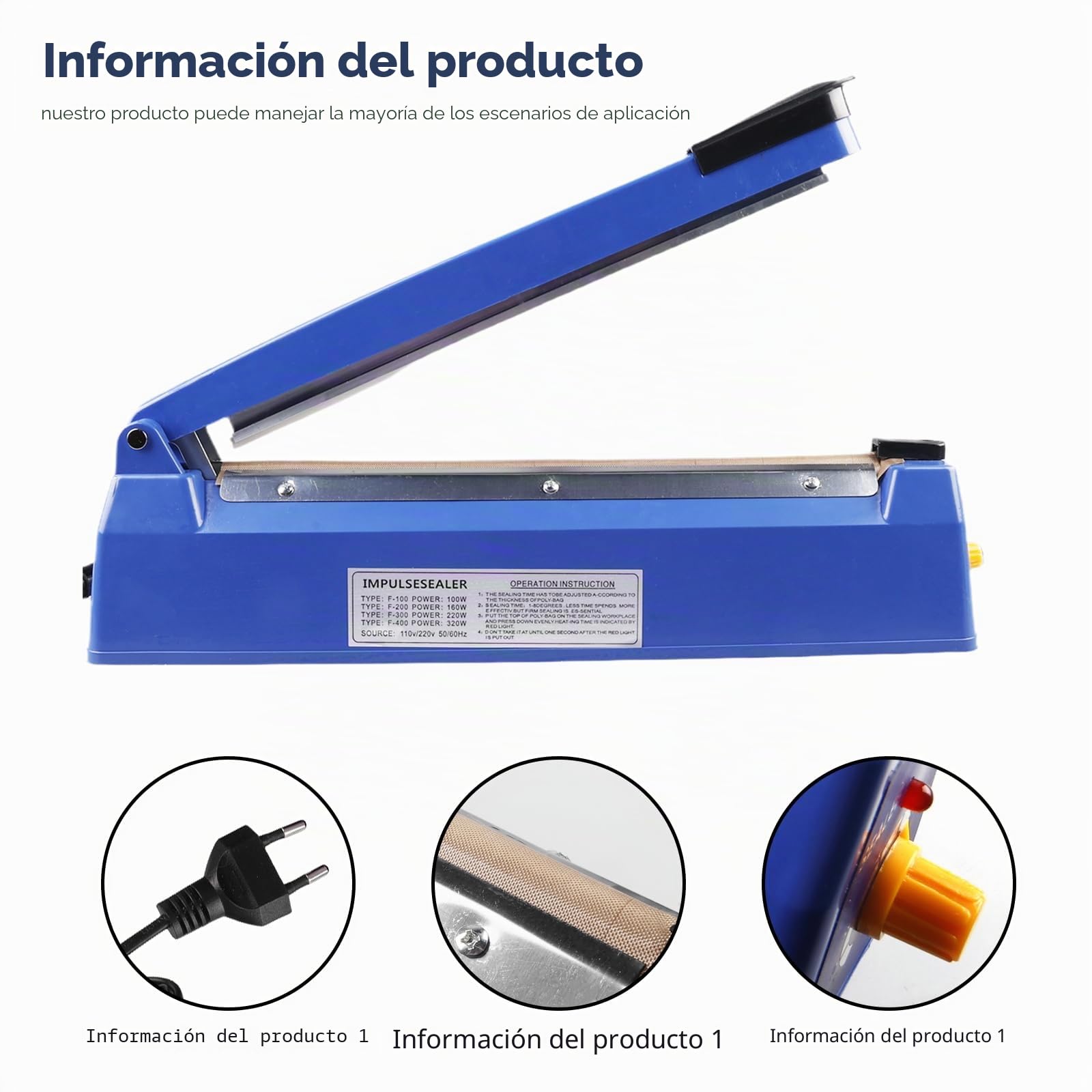 Selladora Bolsas De Plastico, Sellador De Bolsas, Termoselladora, Selladora Térmica Profesional Manual Máquina Selladora De Bolsas para Sellado De Bolsas Máquina De Envoltura Retráctil (L-300mm)