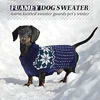 Vista 6 de FUAMEY - Suéter navideño para perros, suéter cálido clásico con diseño de copo de nieve para Año Nuevo, suéter de cuello alto de punto para clima