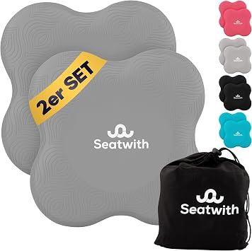 Yoga Knee Pads Pack of 2 - Pilates Cushion with Transport Bag + Training PDF Instructions - Maximum Relief & Support for The Knees, Wrists & Elbows - 8 x 8 inches