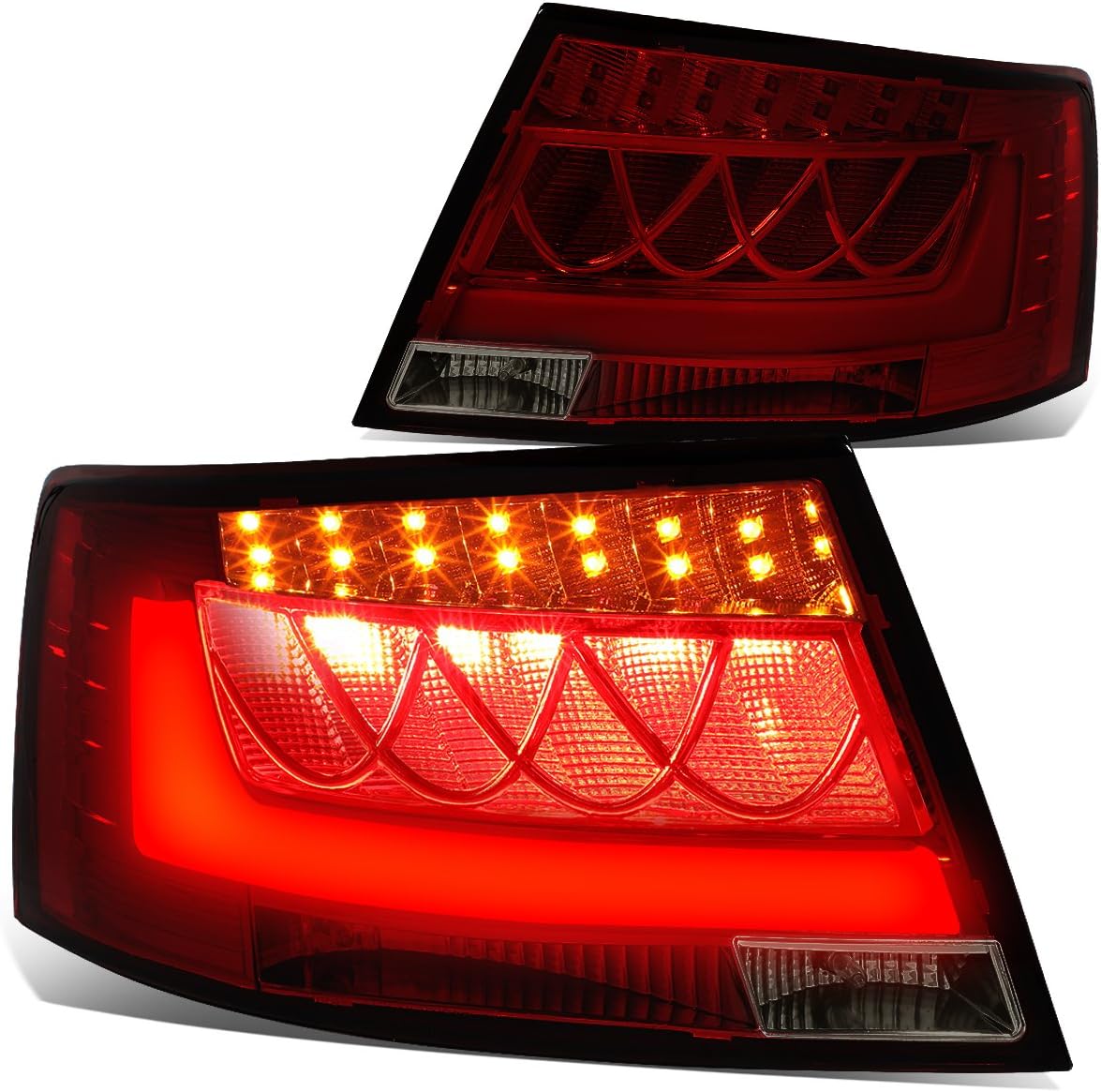 DNA MOTORING TL-LED-3D-A605-RD-SM LED 3D Tail Light Assembly Driver & Passenger Side [Compatible with 05-08 Audi A6]