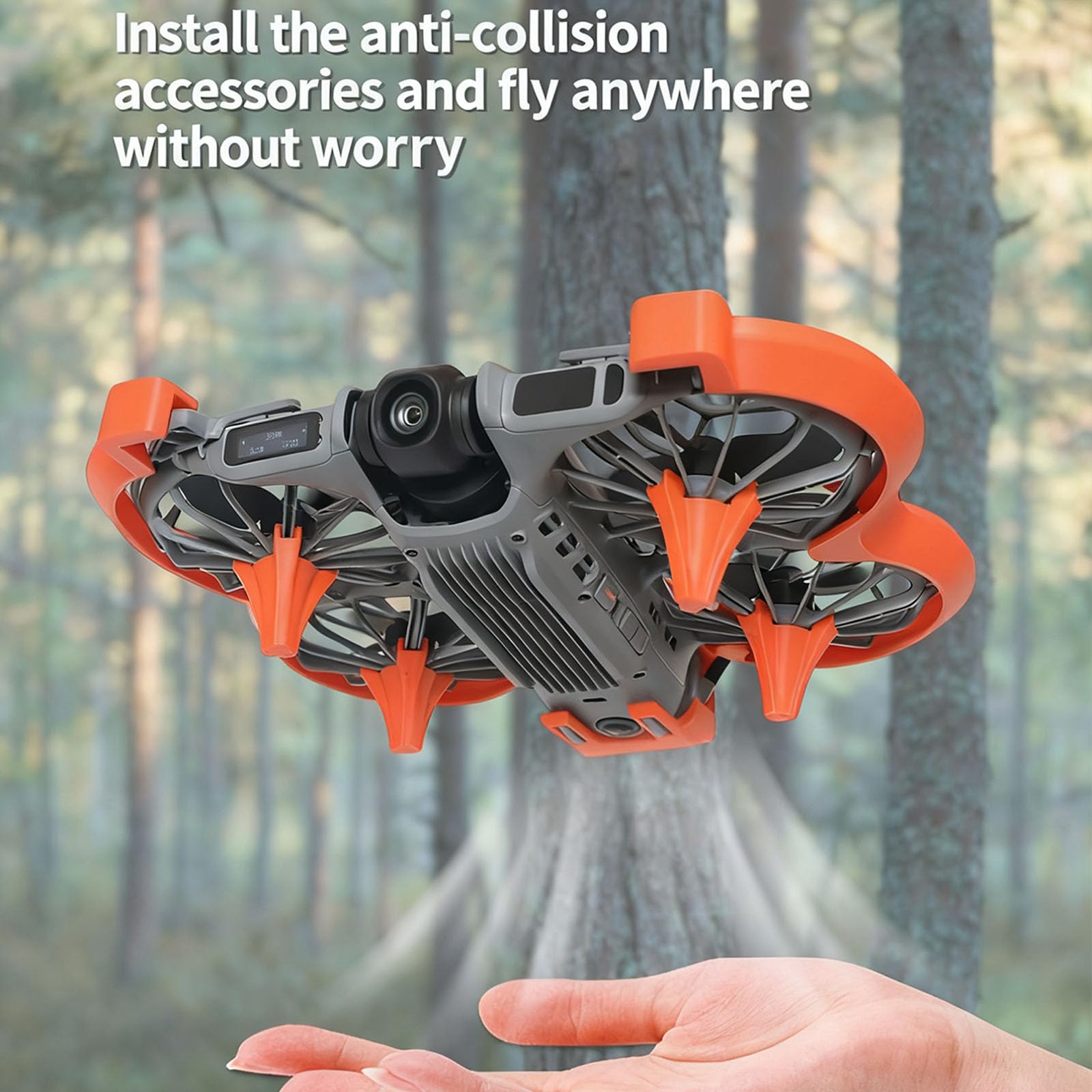 3en1 Protection Kit pour DJI Neo 2 Protection d'hélices+Train d'atterrissage+Transceiver Protecteur, Protection Anti-Collision Protecteur des hélices Drone Accessoires pour DJI Neo 2 (Orange)