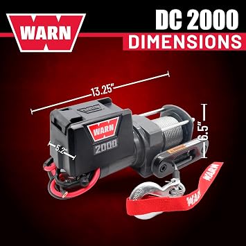 WARN 2000 DC 12V Electric Winch, 2000 lb Pulling Capacity | Steel Cable, Hook & Corded Remote | Portable, Compact Power for Trailers, ATVs, Workshops, and General Utility Lifting & Pulling