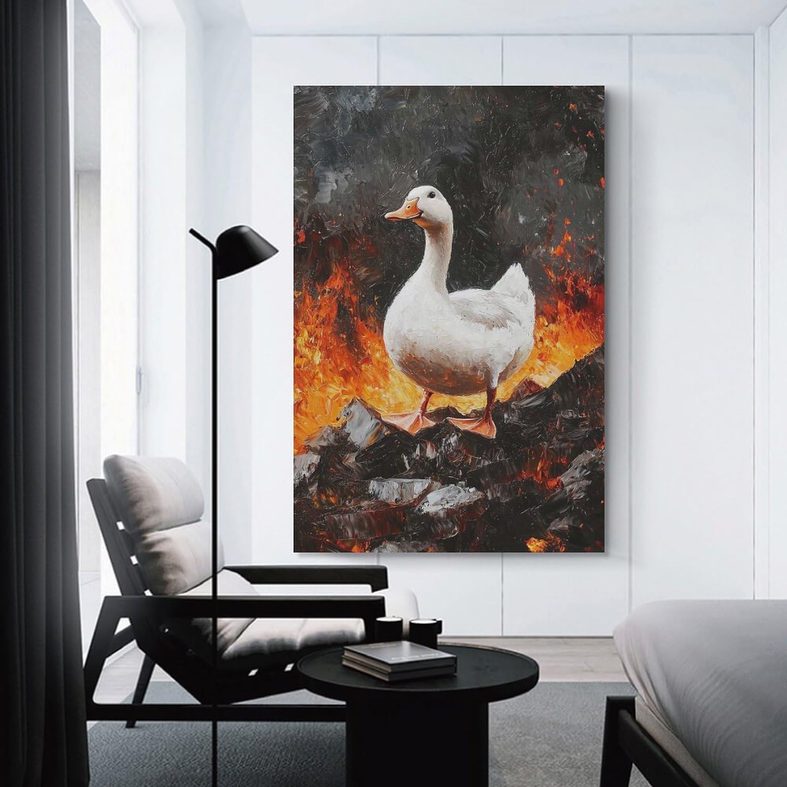 Junmoney Unframe-Style-8 Wall Picture Print White Duck In Lava, 12X18inch(30X45cm), For Wall Displays, Bedrooms Or Room Updates, Wall Decor Suited To Curated Displays