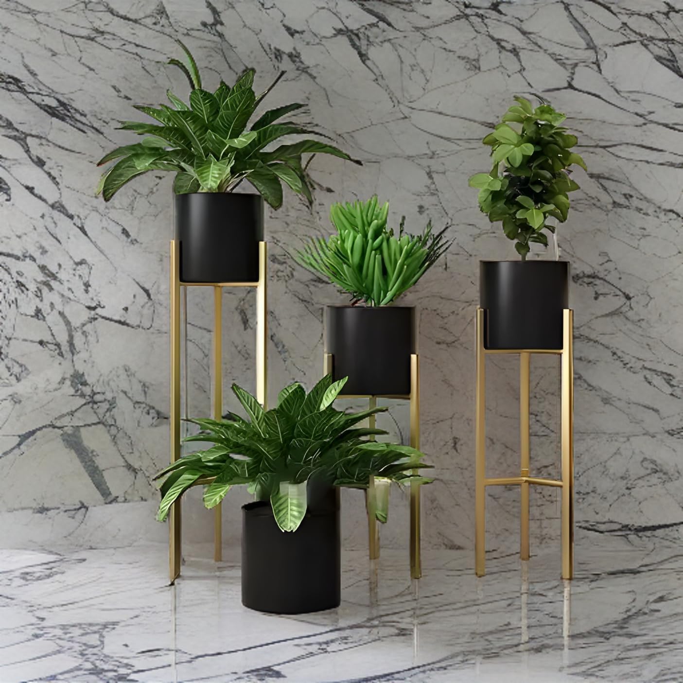 AL Dhabi EXPORTS Private Limited Metal Floor Flower Stands Planter Planters for Indoor Outdoor Modern Floor Plant Stand for Garden Balcony & Living Room Set of 3 Black (B0DF37NH6L) Amazon Price History, Amazon Price Tracker