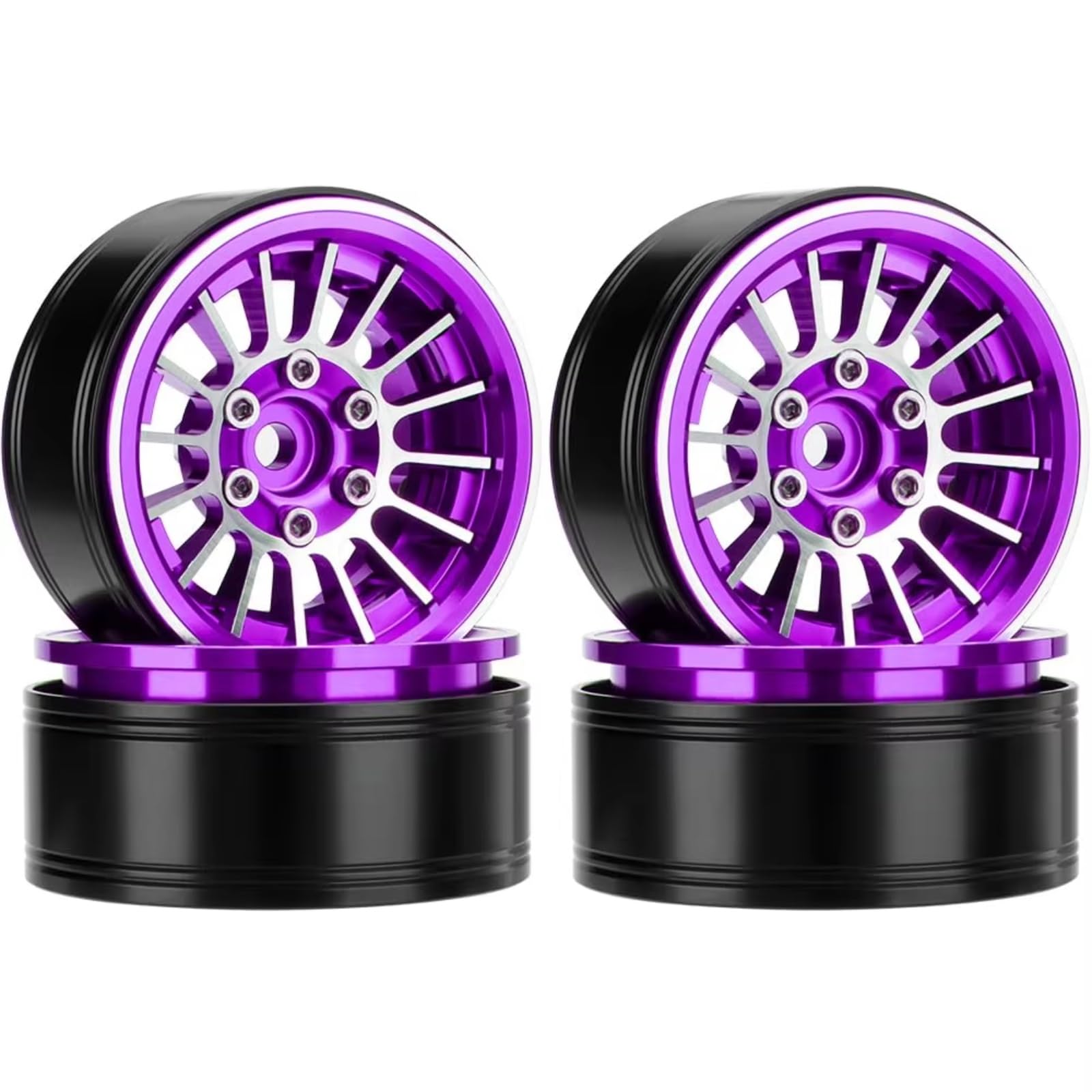 RC Ruote Gomma Per Axial Per SCX10 Per TRX4 Per TRX6 Per Redcat GEN7 GEN8 D90 Ruote Beadlock In Metallo A 16 Razze Mozzo Per Cerchi RC Ricambi Per Auto Cingolate(Purple)
