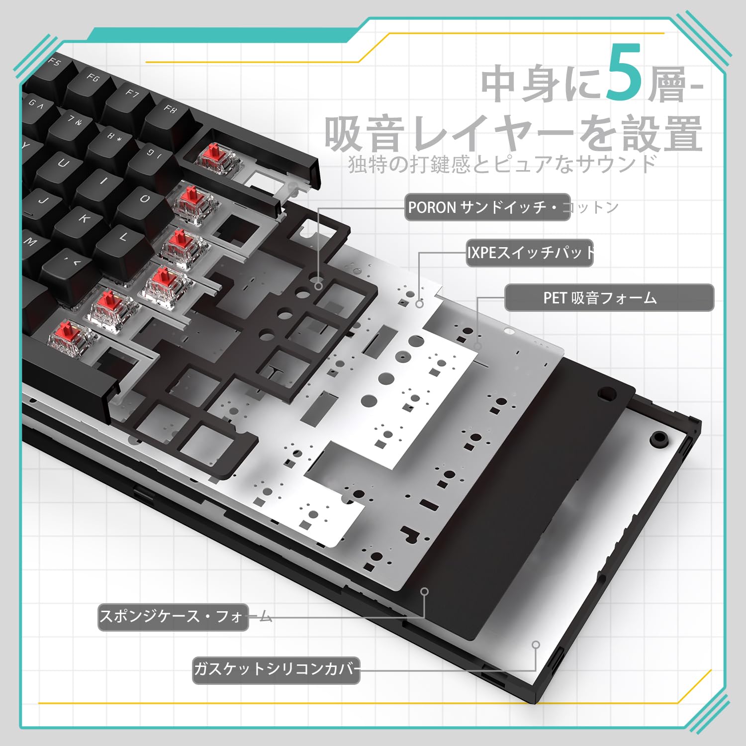 Amazon | ATTACK SHARK x AJAZZ AK820 ゲーミングキーボード 有線USB-C