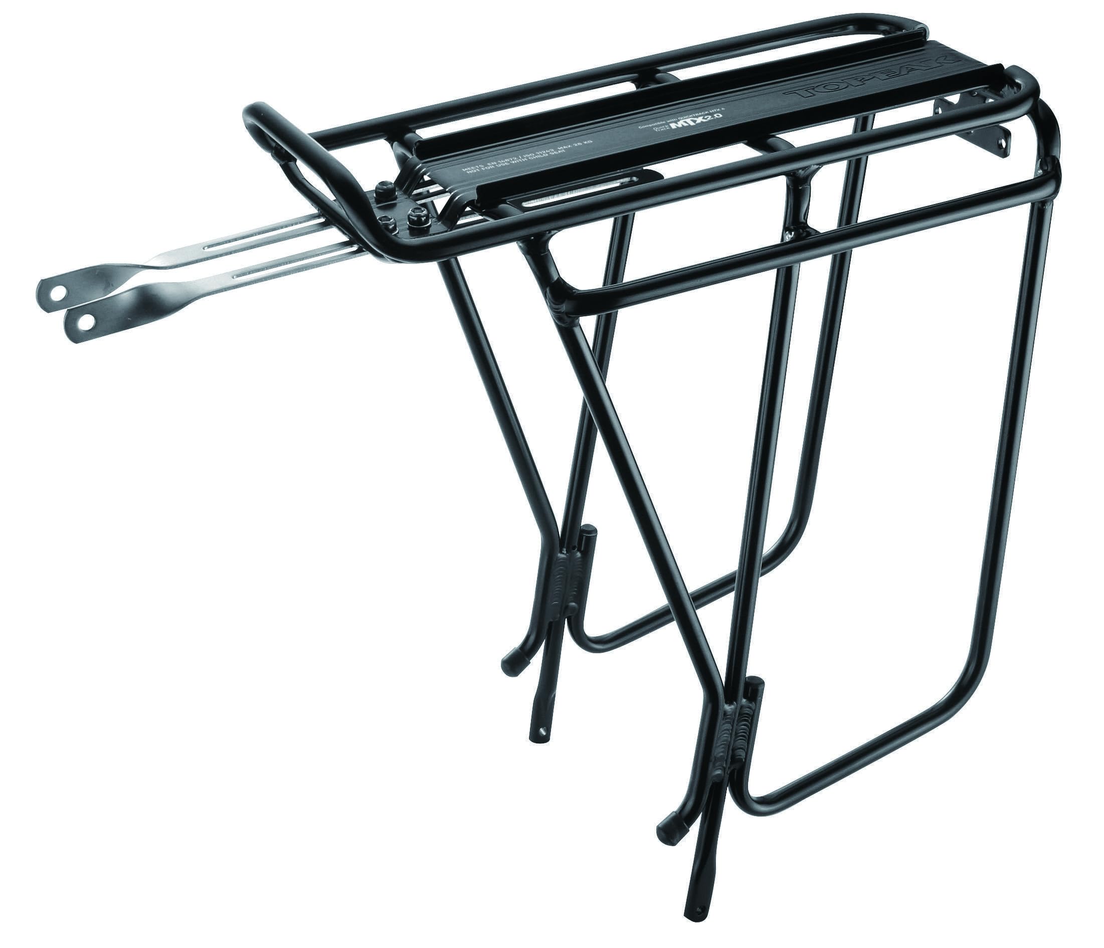 Topeak Super Tourist DX 2.0 Bicycle Rack for wheel size 26"/27.5"/700c Not Disc Brake Compatible, Black