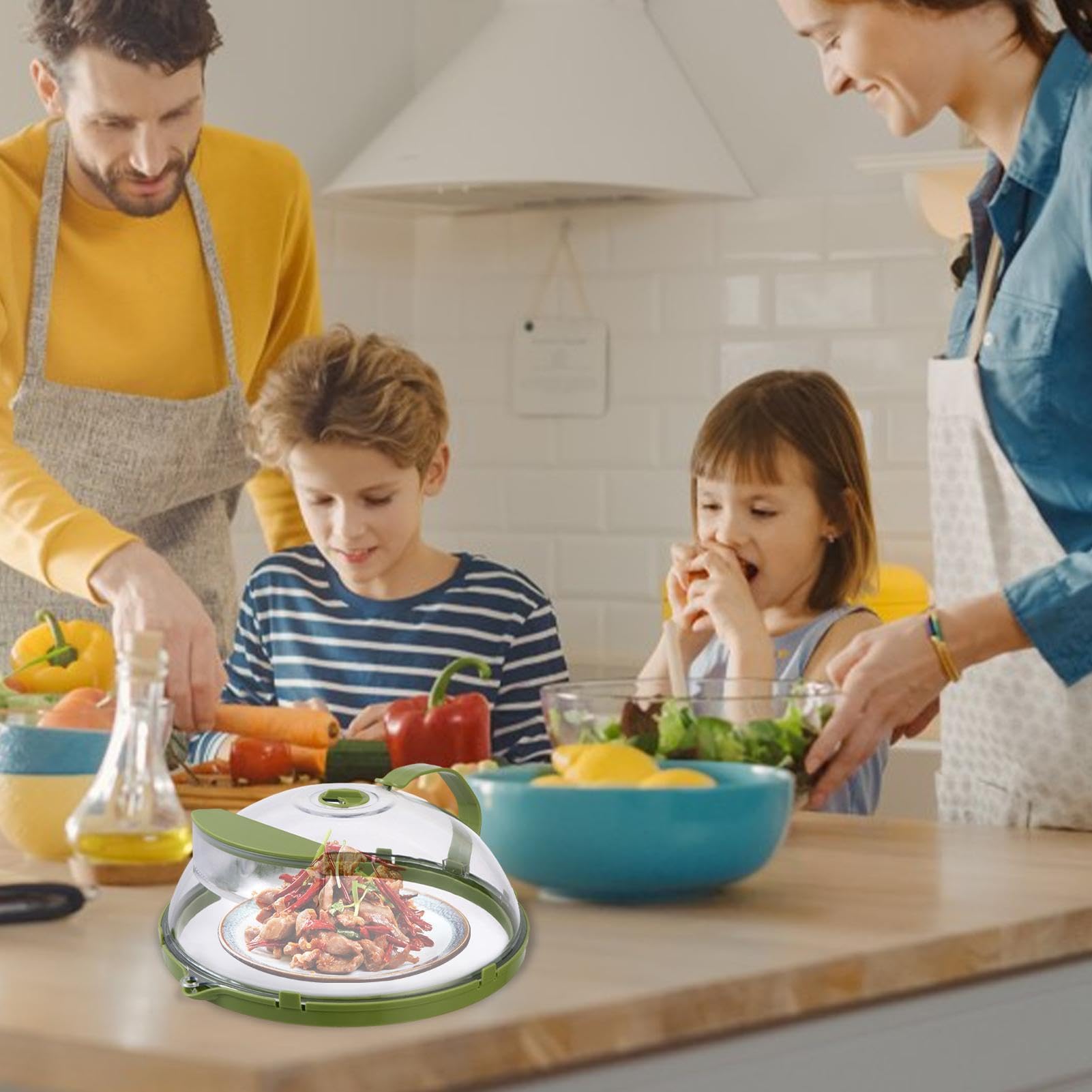 Cubierta Para Tapa De Microondas - Protector Contra Salpicaduras | Cubierta Ventilada Para Alimentos Para Microondas Con Depósito De Agua Para Humedad, Tapa Transpirable Para Preparación De Comidas Y