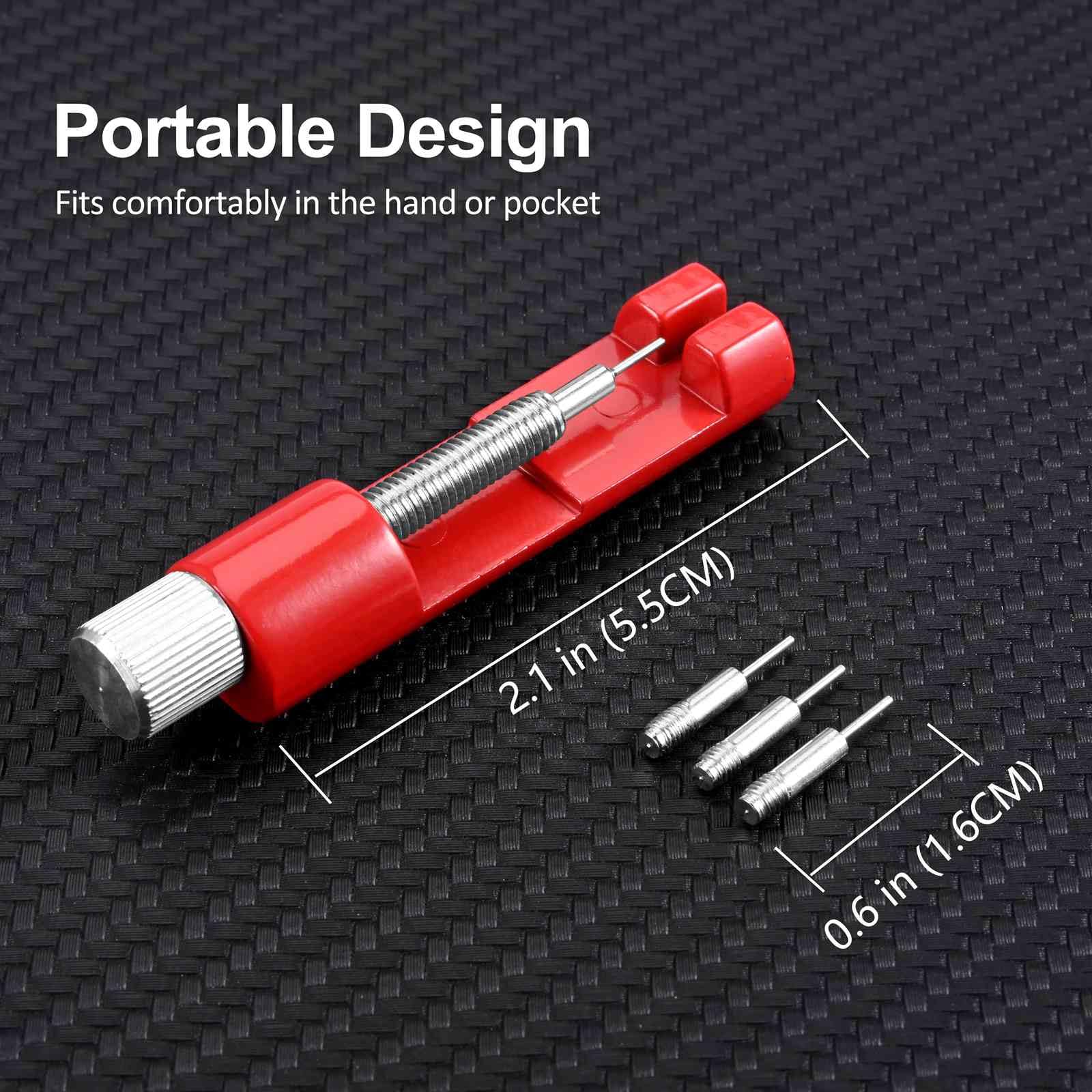 WOCCI Metal Link Watch Band Removal Tool for Watchmakers, Straight Pin Remover, Strap Length Adjustment (Red)