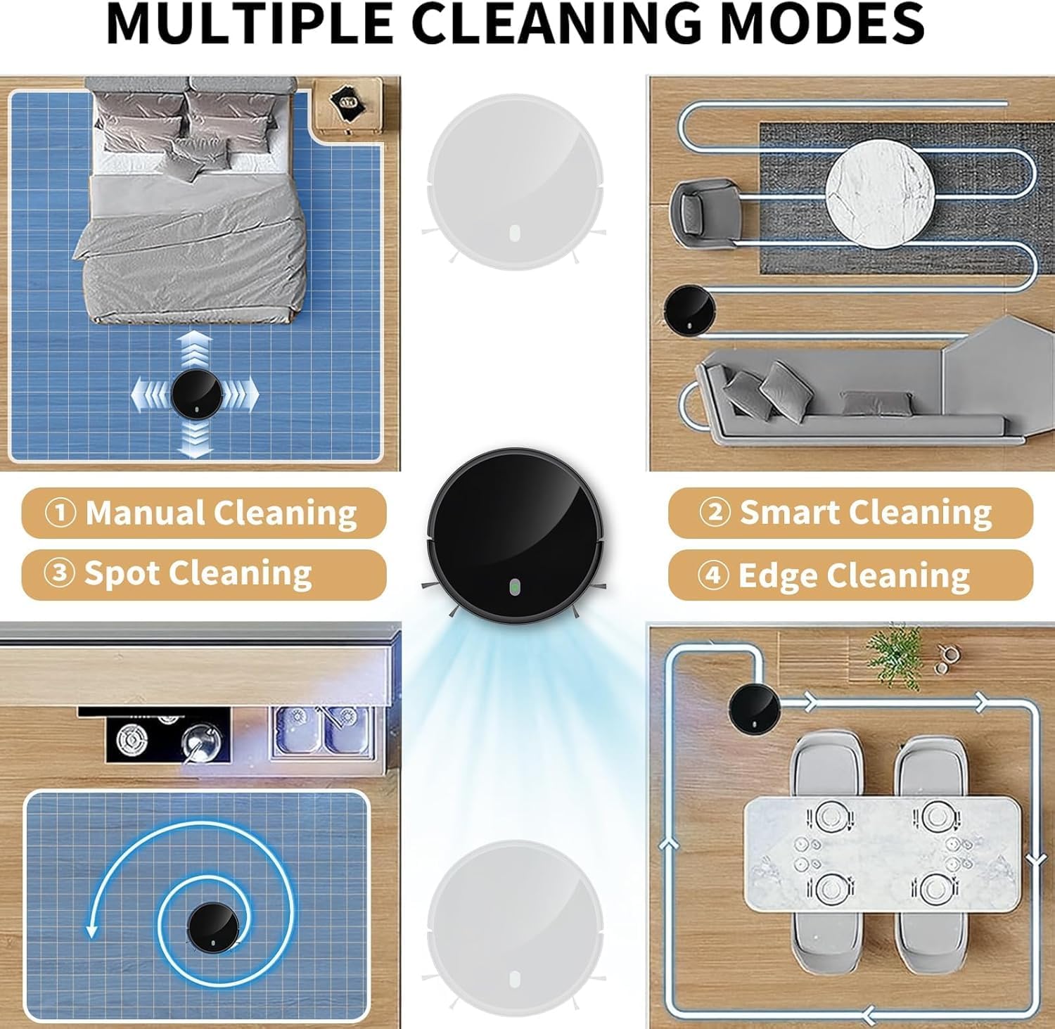 Robot Vacuum and Mop Combo, 2 in 1 Robotic Vacuum Cleaner, 3500 Pa Suction, 120 Min Max, Super Thin, Quiet, App & Remote Control, Ideal for Hard Floor, Hair, Pet Fur, Self-Charge