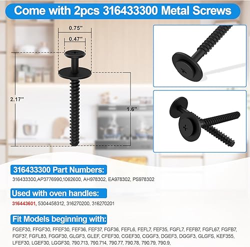 Miniatura 7 de Repuesto de manija de puerta de horno 316443601 mejorada compatible con Frigidaire Kenmore Electrolux Electric Range Oven Stove Viene con 2